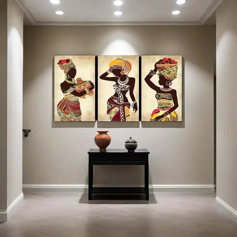 3pcs Intricate Beadwork & Jewelry Metal Wall Art Prints - Ready to Hang Boho Home Decor for Living Room, Bedroom & Office