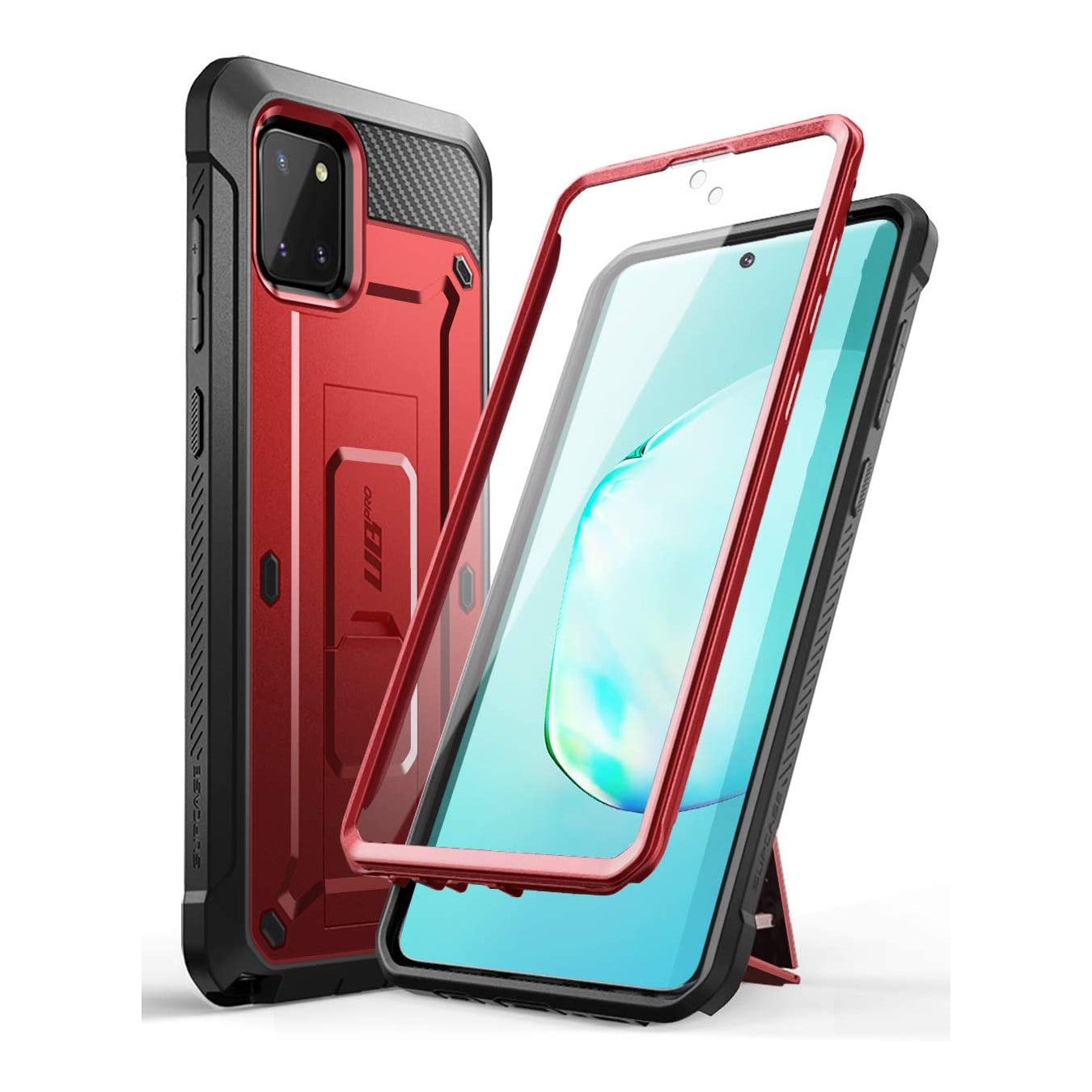 Samsung Galaxy Note10 Lite Unicorn Beetle Pro Rugged Holster Case - Heavy Duty Protection with Kickstand (Metallic Red) | Perfect for Outdoor, Work & Extreme Sports