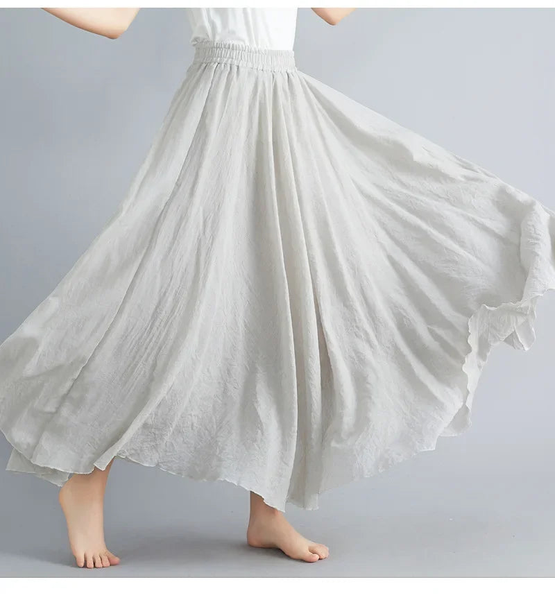 Stylish Women's Cotton Linen Maxi Skirt - Y2K Elegant Boho Long Skirt for Beach, Casual & Harajuku Fashion | Perfect for Summer Outfits, Vacations & Street Style