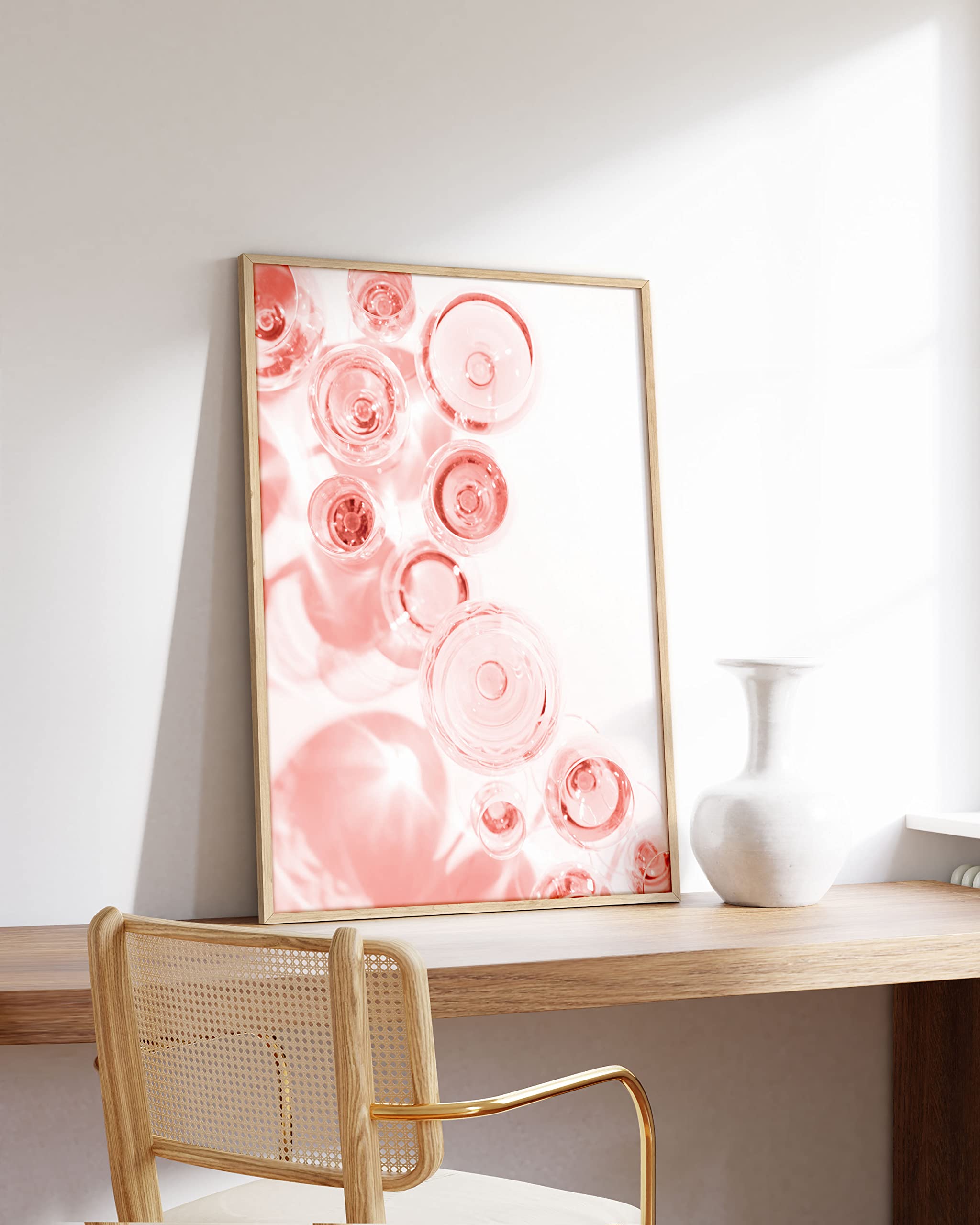 Pink Champagne Wall Art - Blush Floral Print 24x36