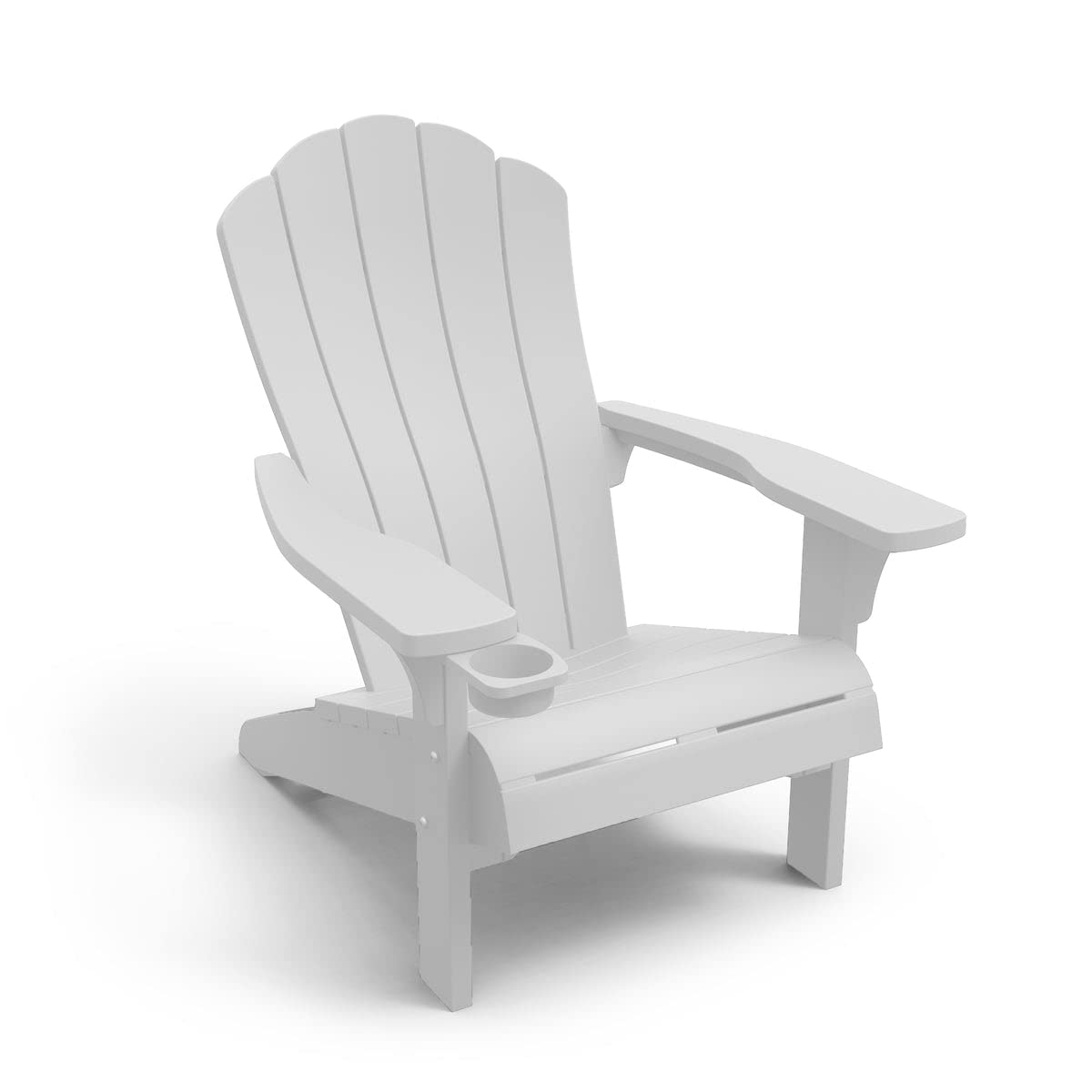 Premium White Resin Adirondack Chair with Built-in Cup Holder - Weather-Resistant Outdoor Patio, Garden & Deck Furniture for Relaxing in Backyard, Poolside or Porch