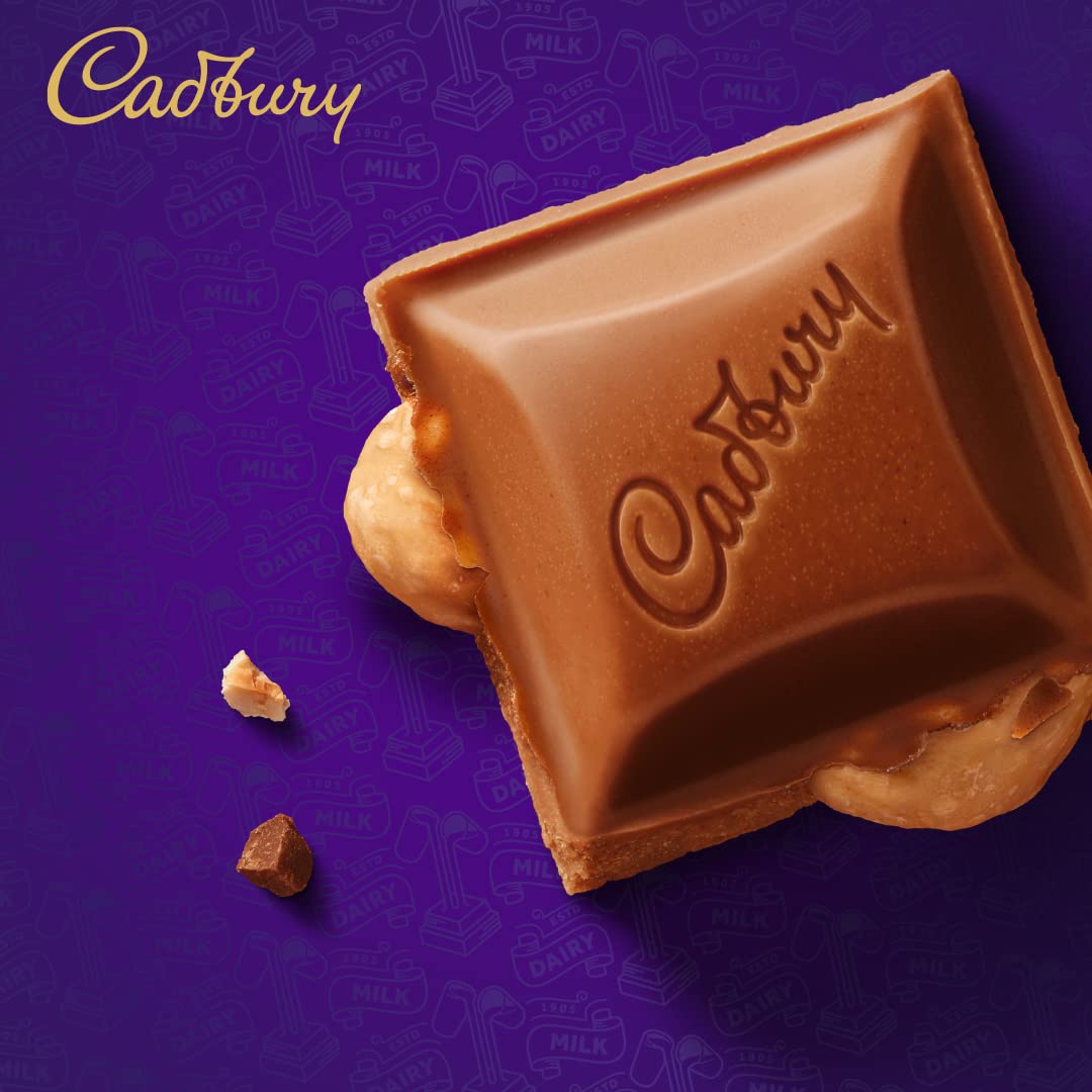 Cadbury Whole Nut Dairy Milk Chocolate Bars - Creamy Milk Chocolate with Crunchy Hazelnut Chunks - 14 Pack (180g Each) - Perfect for Gifts, Snacking & Baking