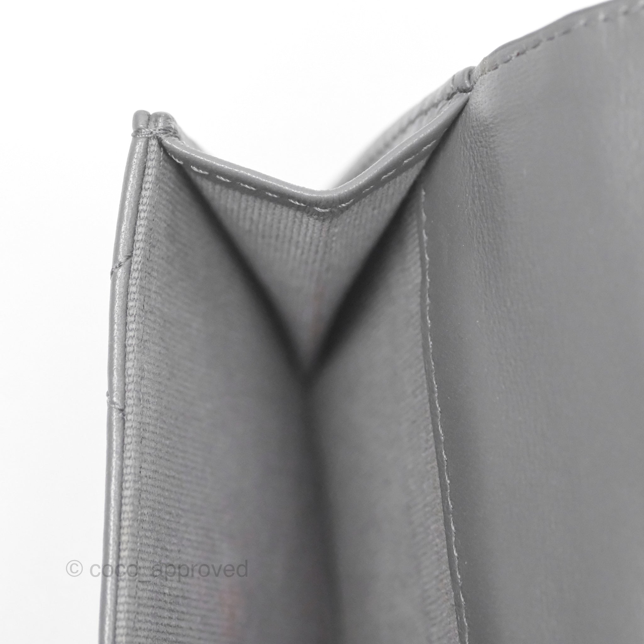 Chanel 19 Grey Lambskin Short Trifold Wallet with Silver Hardware - Luxury Compact Wallet for Women, Perfect for Everyday Use & Travel Essentials