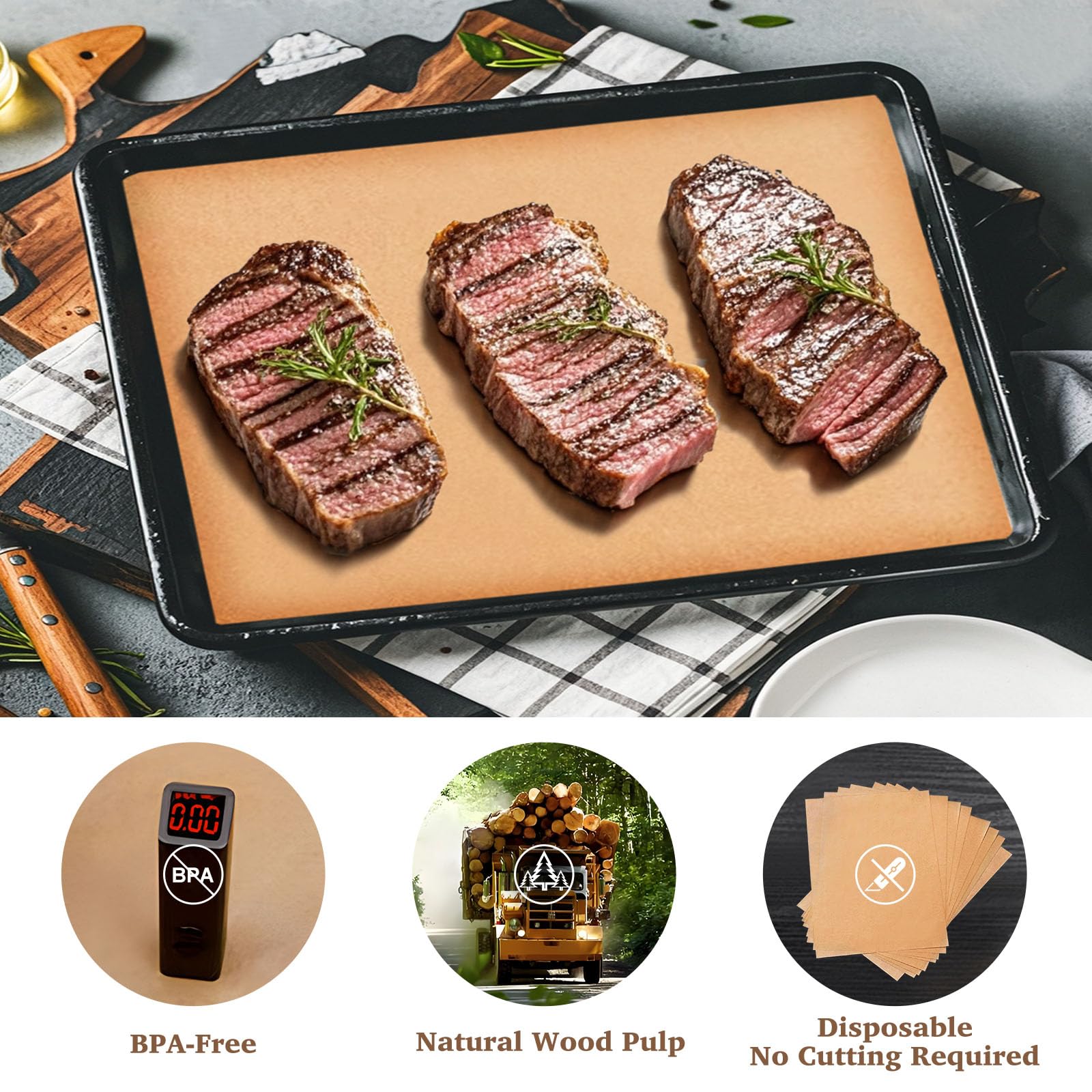 120 Pcs 9''x13'' Air Fryer Parchment Paper Liners - Compatible with Breville Smart Oven Air Fryer Pro BOV900BSS & Cuisinart Toaster Oven Combo - Disposable Non-Stick Baking Sheets for Healthy Cooking, Roasting & Reheating Food
