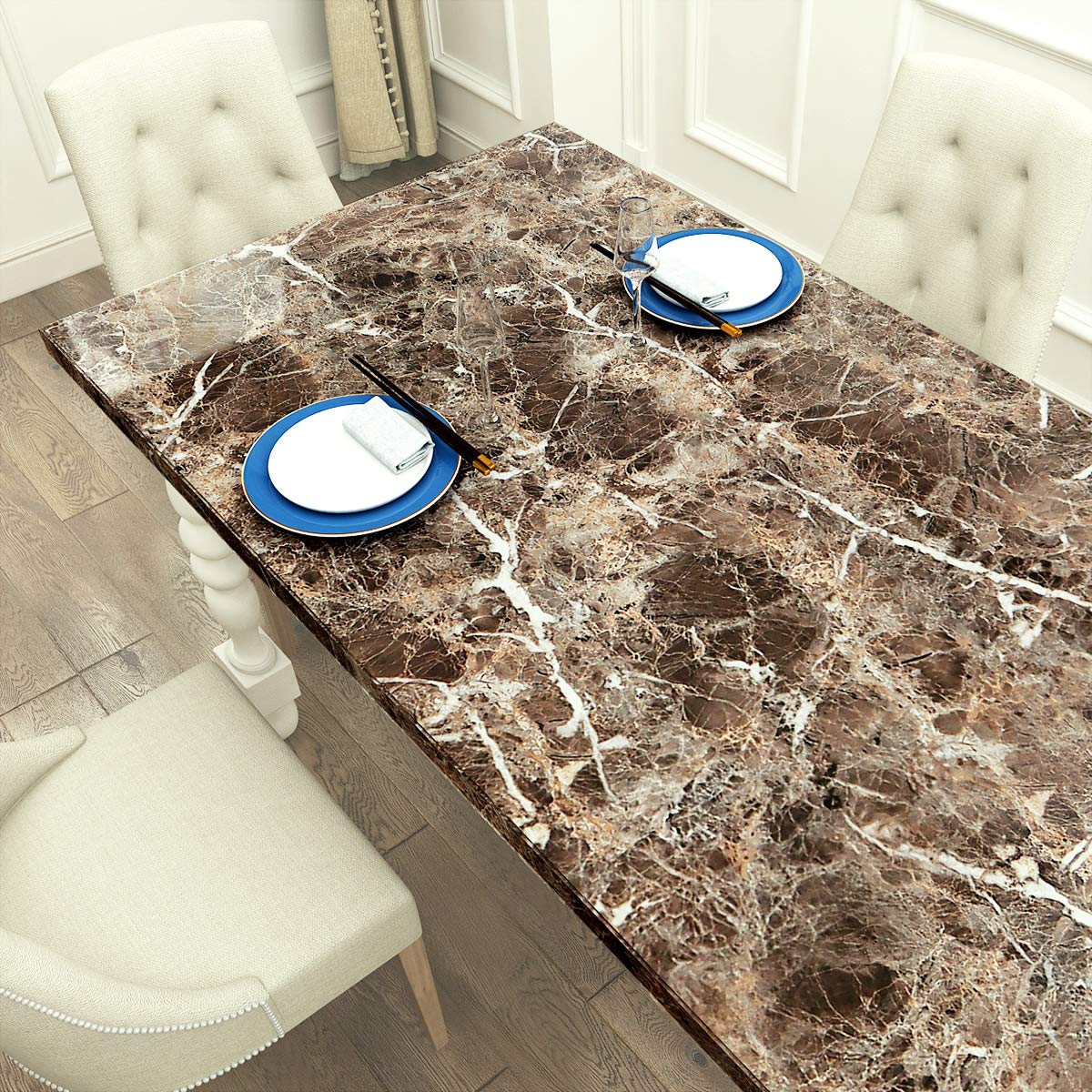 LACHEERY 90CMx4M Light Emperador Marble Peel & Stick Contact Paper - Self-Adhesive Countertop Cover for Kitchen, Bathroom Cabinets, Tables & Desks | Waterproof, Durable Worktop Protection for Home & Office Use
