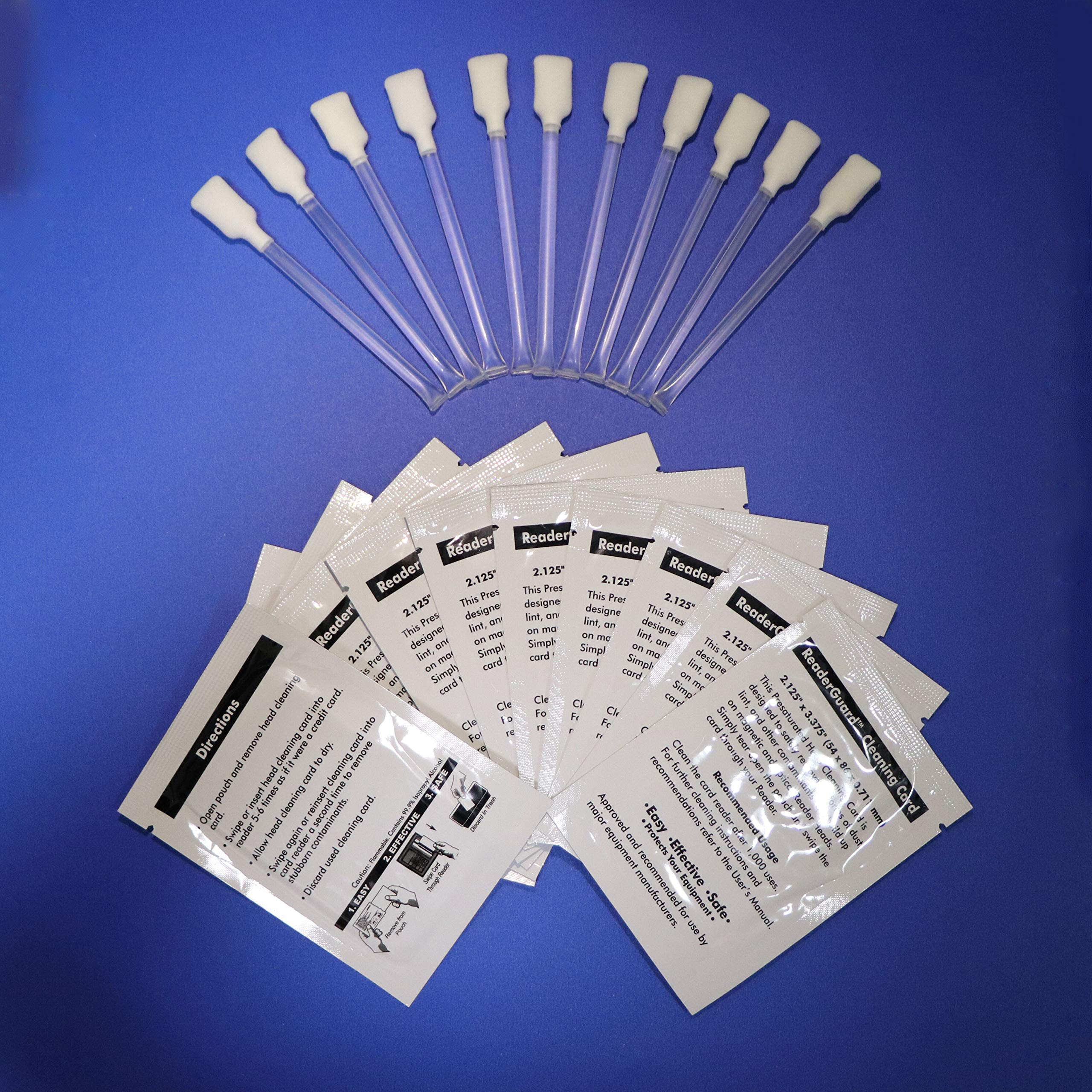 Credit Card Reader Cleaner Kit - 10 CR80 Cleaning Cards & 10 Swabs for POS Terminals, ATM Machines & Payment Systems - Remove Dust & Debris for Smooth Transactions in Retail Stores, Restaurants & Banks