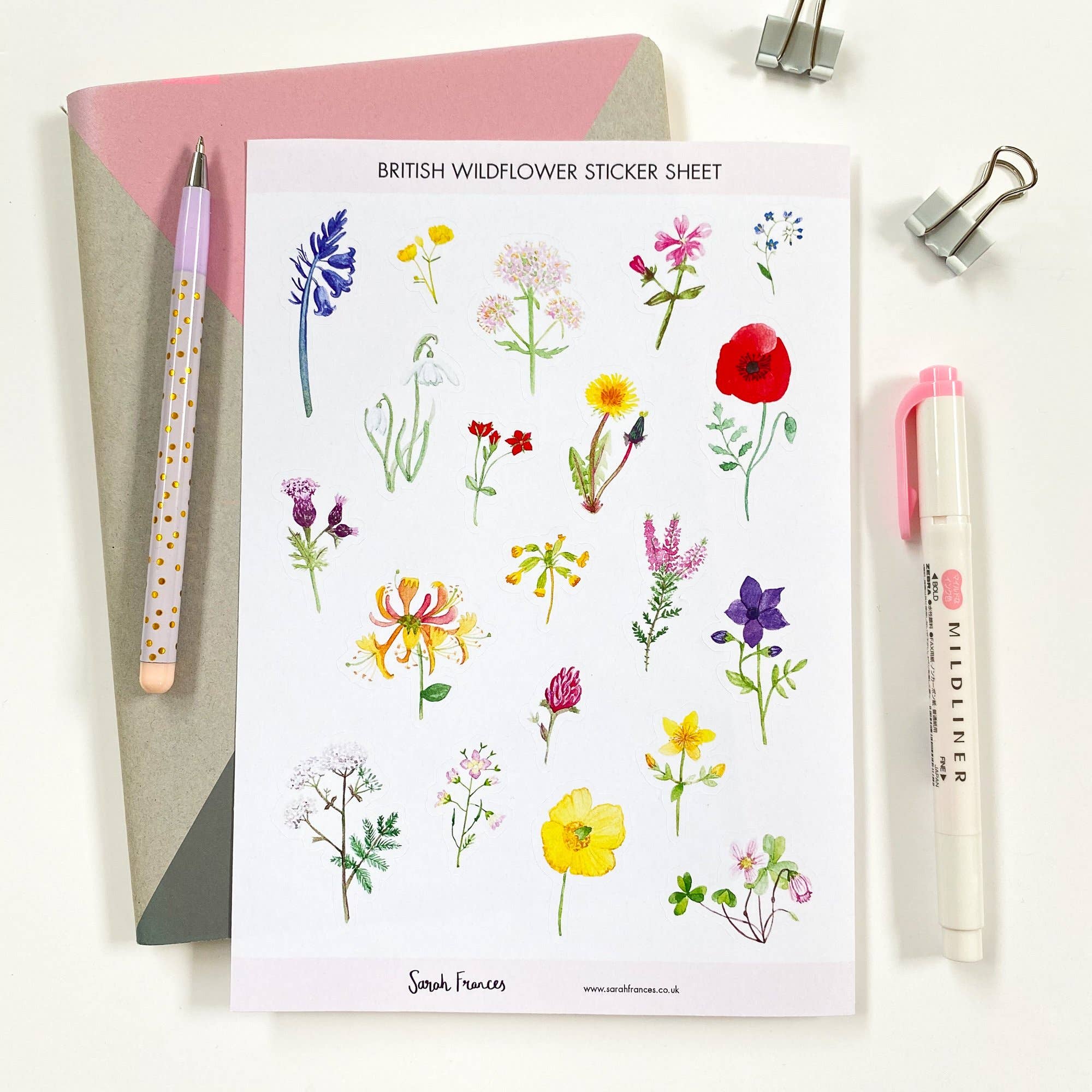 British Wildflower Stickers - Waterproof Vinyl Decals for Laptops, Journals & DIY Crafts - Botanical Floral Garden Decor for Scrapbooking & Home Office