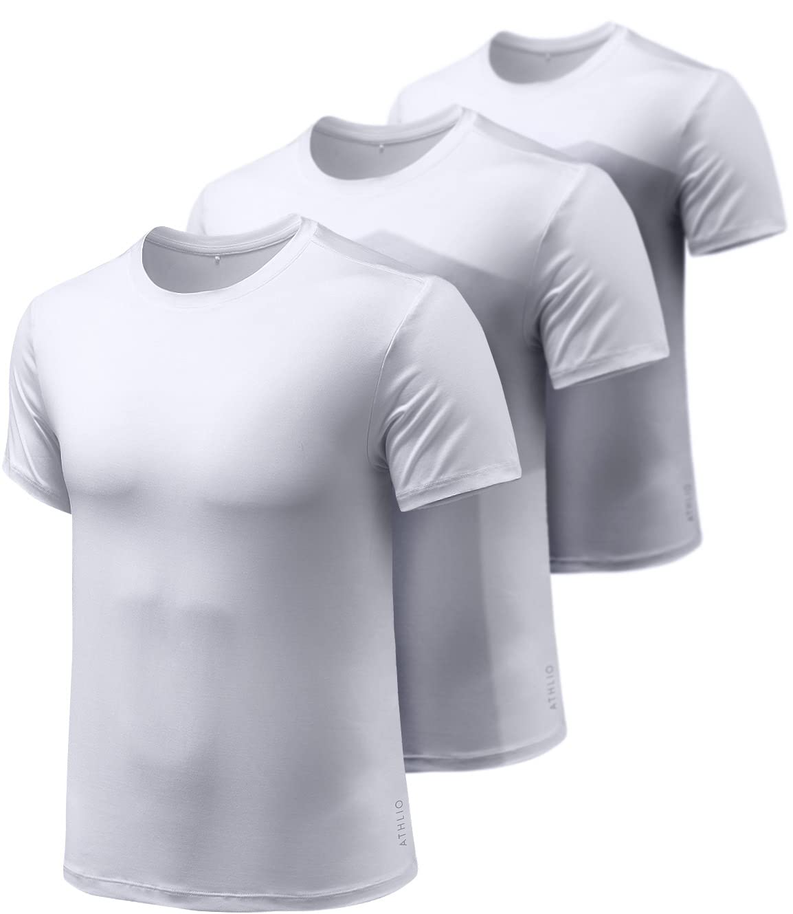 **ATHLIO Men's Quick-Dry Workout Running Shirts - UPF Sun Protection, Breathable Short Sleeve Gym T-Shirts for Jogging, Training & Outdoor Sports**