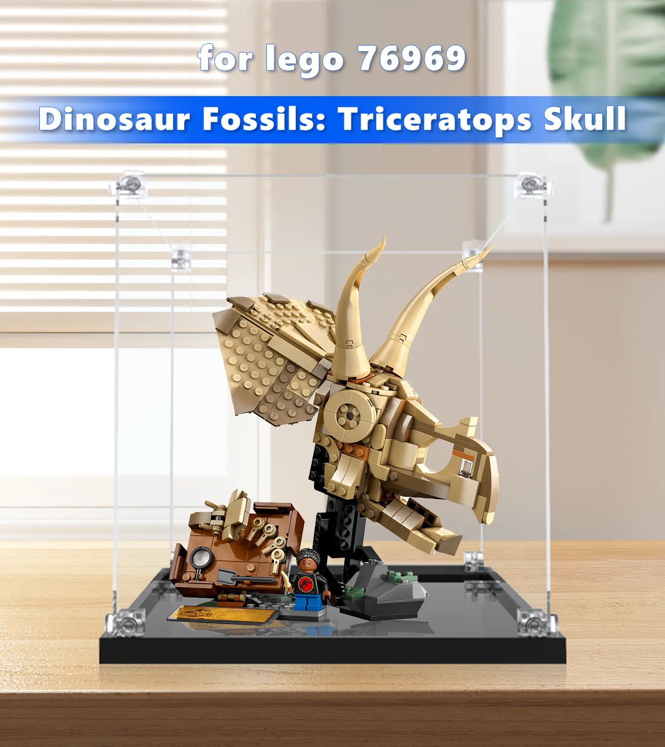 LEGO® Jurassic World™ Dinosaur Fossils Display Case for Triceratops Skull 76969 - Premium Acrylic Showcase for Collectors & Home Decor