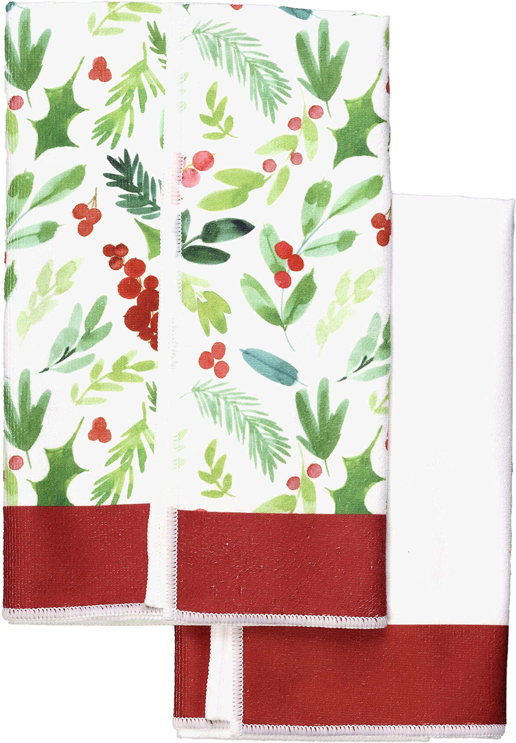 Set of 2 Christmas Holiday Tea Towels 27.5x19.75 Inch - Festive Winter Kitchen & Bathroom Towels for Decor, Gift & Holiday Cleaning - Perfect for Christmas Decorations, Hostess Gifts & Seasonal Home Use