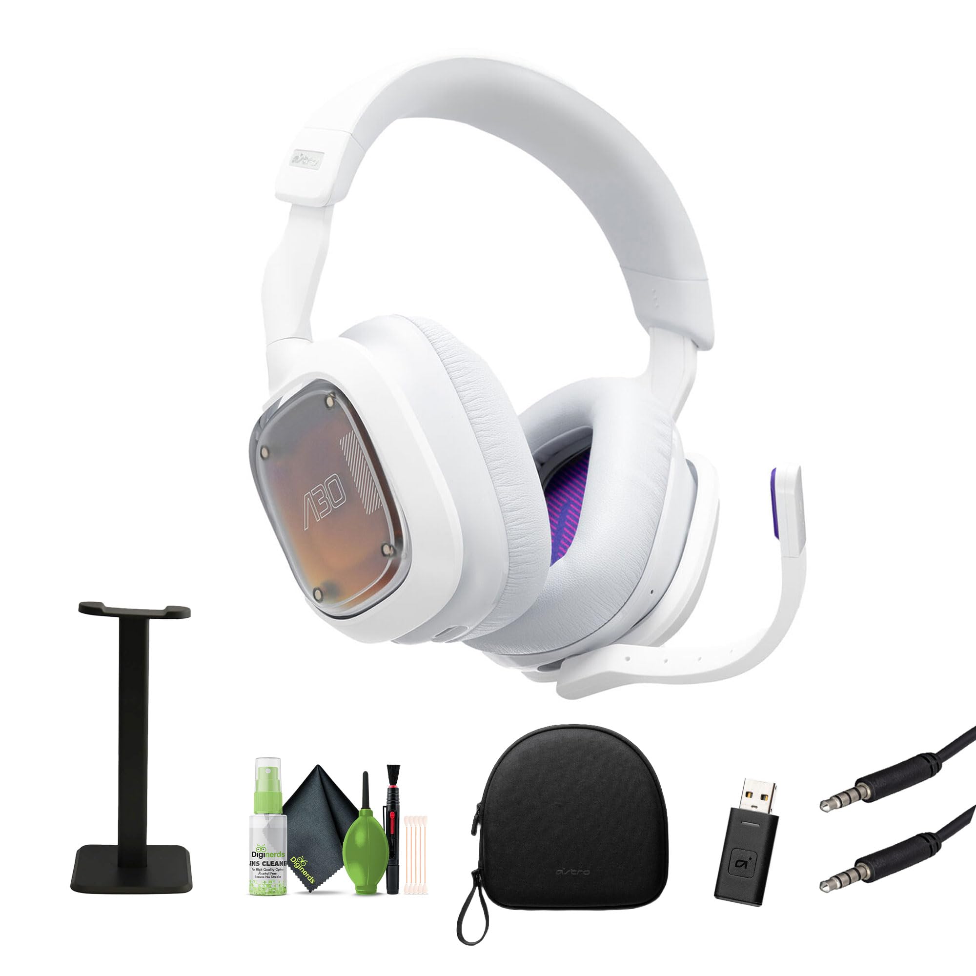 ASTRO Gaming A30 Wireless Gaming Headset - Compatible with PS5, PS4, Nintendo Switch, PC & Android | Bluetooth 5.0 | 3D Audio | Detachable Boom Mic | Includes Headphone Stand (White) - Perfect for Competitive Gaming & Immersive Entertainment