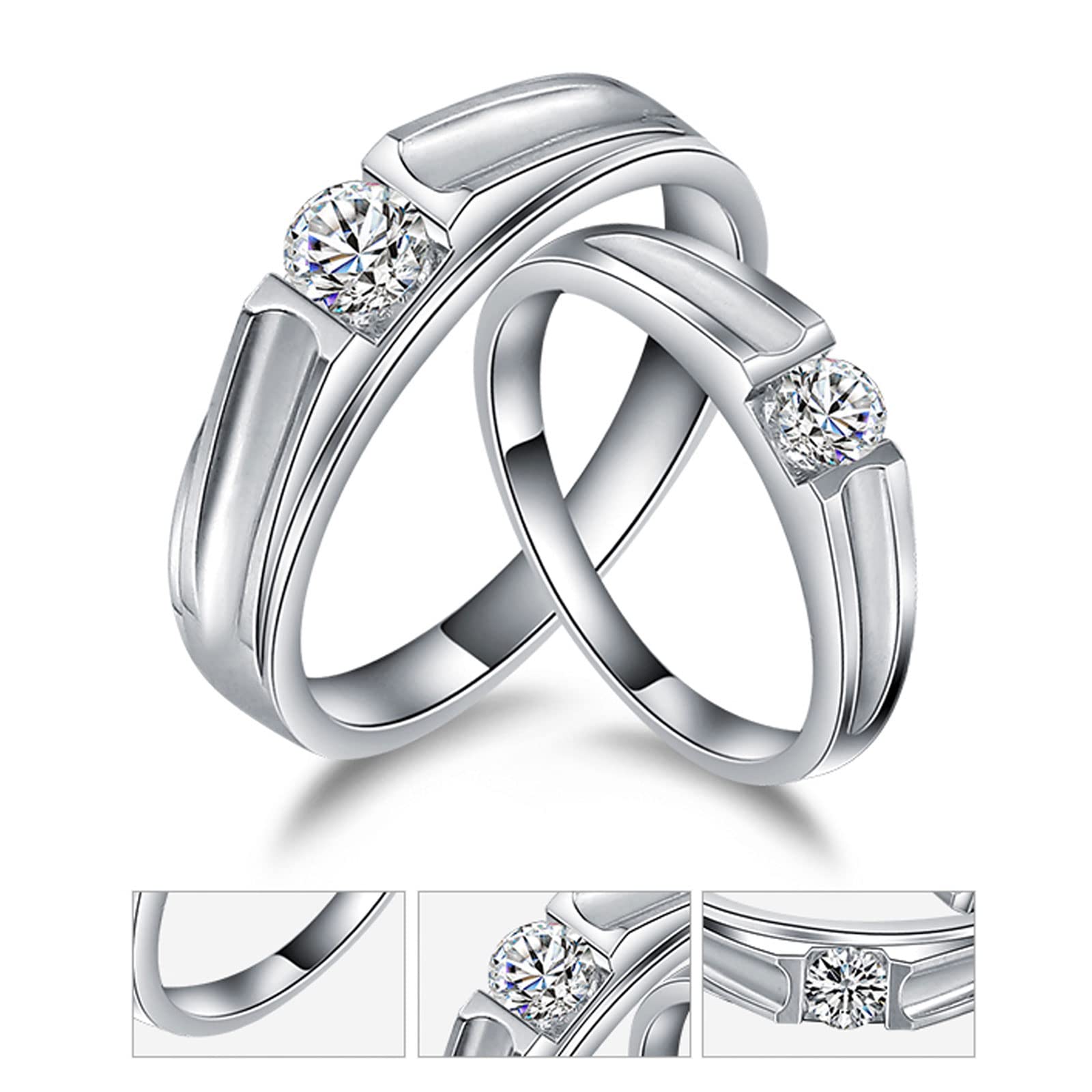 Diamond Matching Couples Rings for Him and Her - Sterling Silver, 10K, 14K, 18K Gold Wedding Promise Rings with Free Engraving | Perfect for Anniversaries, Engagements & Romantic Gifts