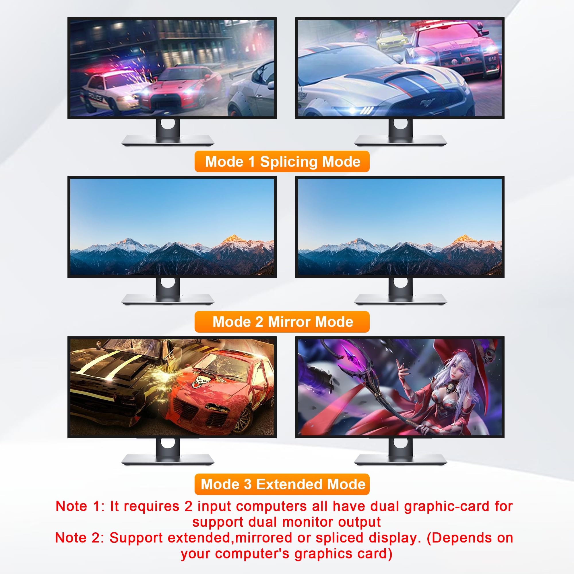 4 Port KVM Switch Dual Monitor DisplayPort 4K 60Hz - Control 4 Computers with 2 Monitors, 3 USB 2.0 Ports & Audio/Mic Support - Ideal for Home Office, Gaming & Multi-PC Workstations