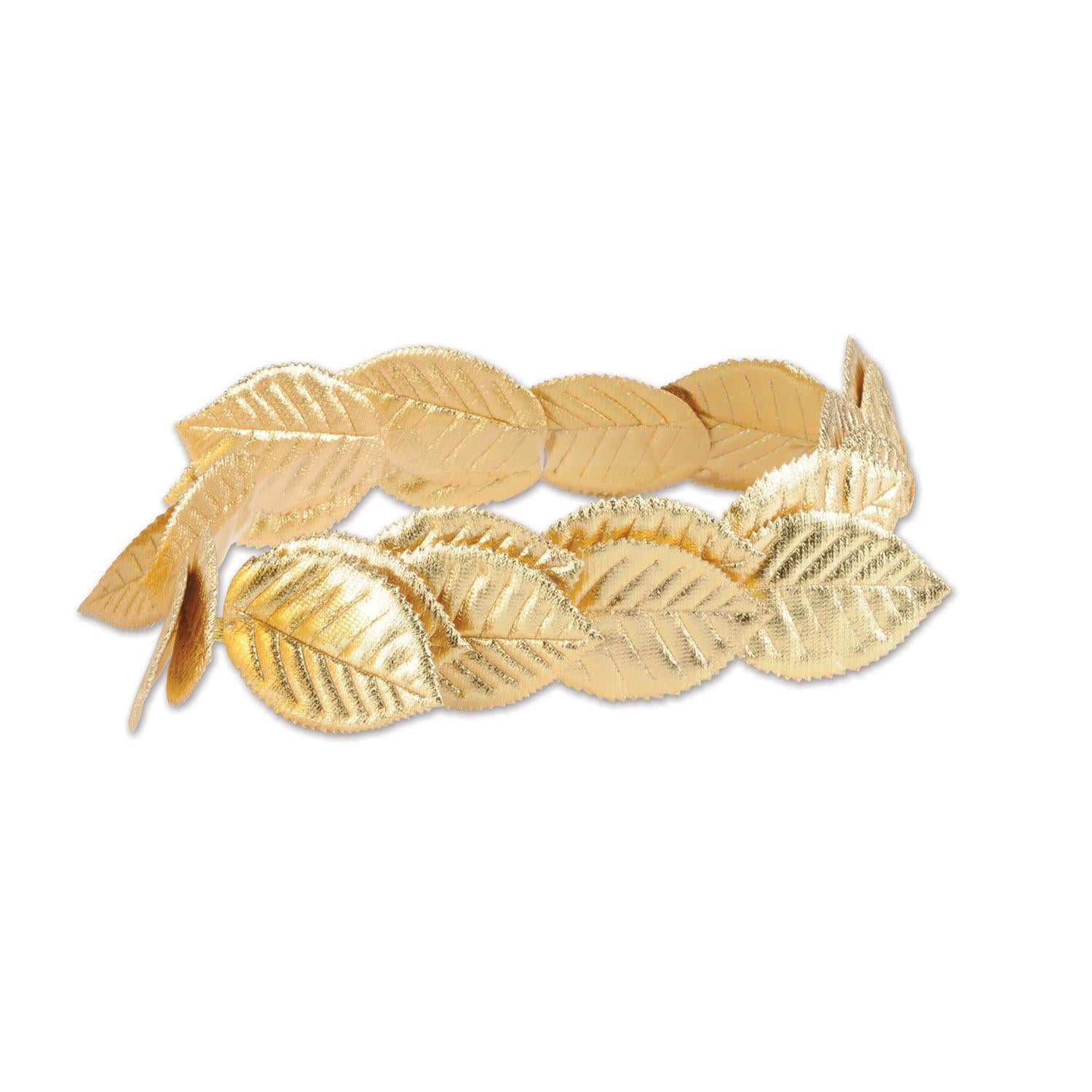 12 Pack Beistle Fabric Roman Laurel Wreath - Deluxe Gold Leaf Crown Headband for Costume Parties, Weddings & Photo Shoots - Ancient Greek Roman Theme Accessories