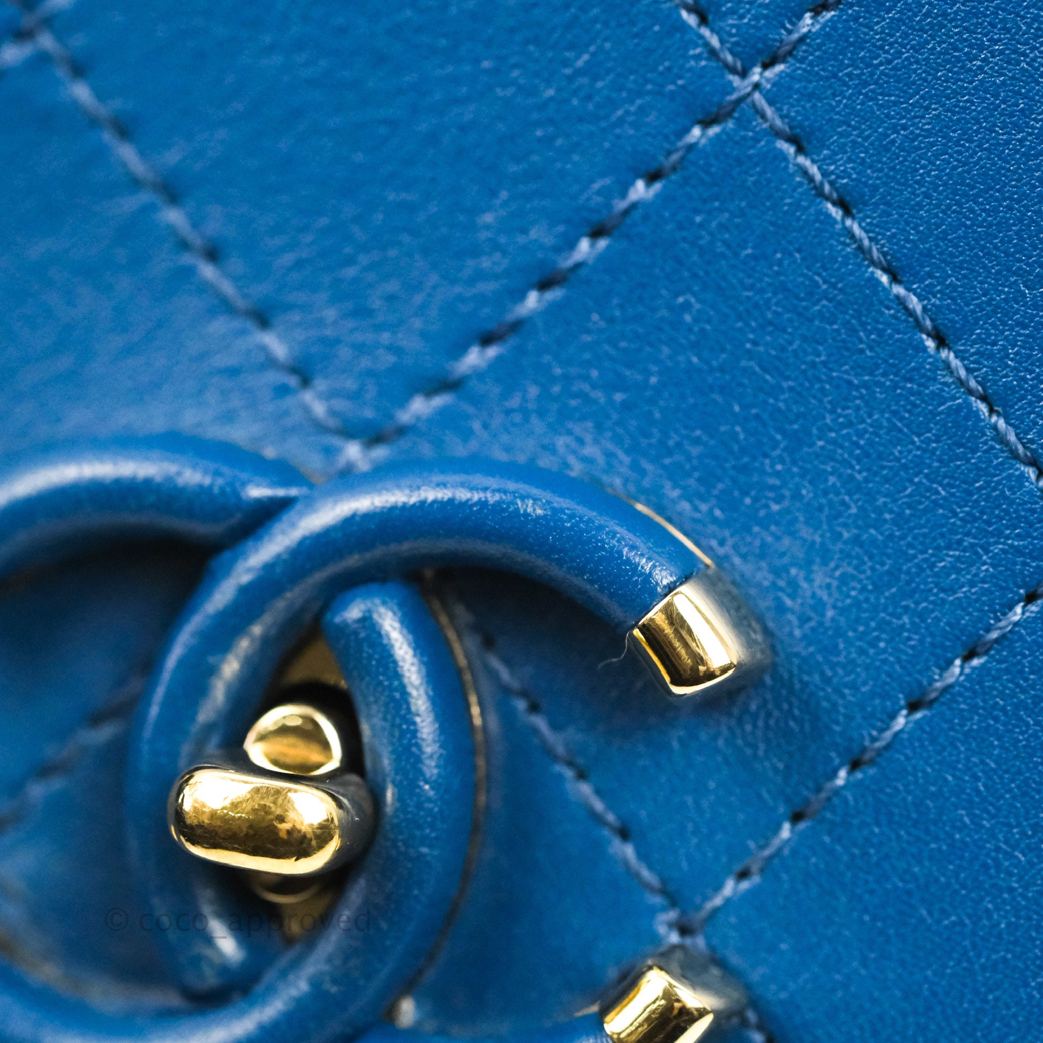 Chanel Blue Quilted Leather Small Frame Flap Bag - Luxury Crossbody Purse for Women, Perfect for Date Night & Evening Events