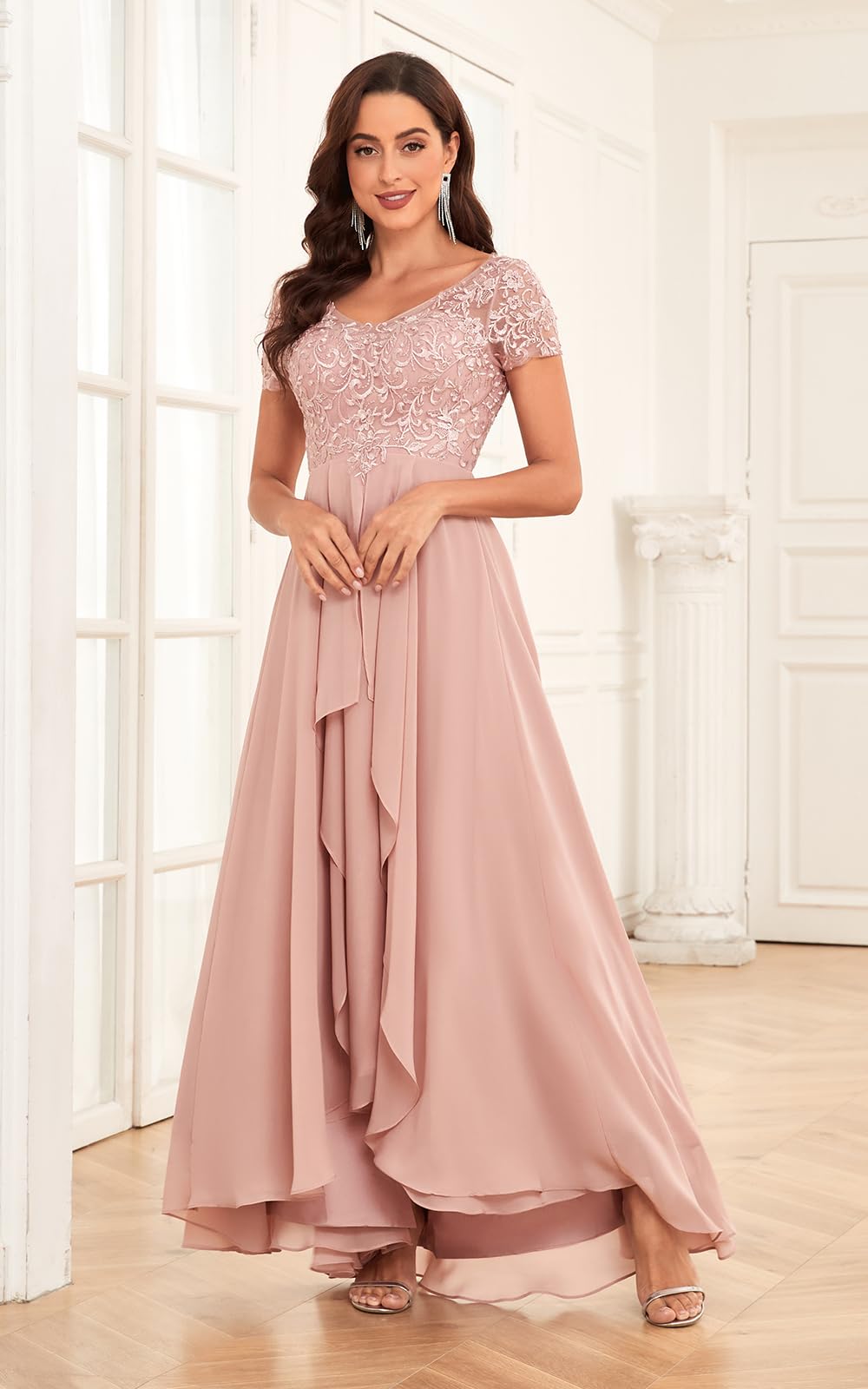 Elegant Lace Applique Mother of the Bride Dress - Long Formal Evening Gown for Weddings, Parties & Special Occasions | Perfect for Wedding Ceremonies, Receptions & Black-Tie Events