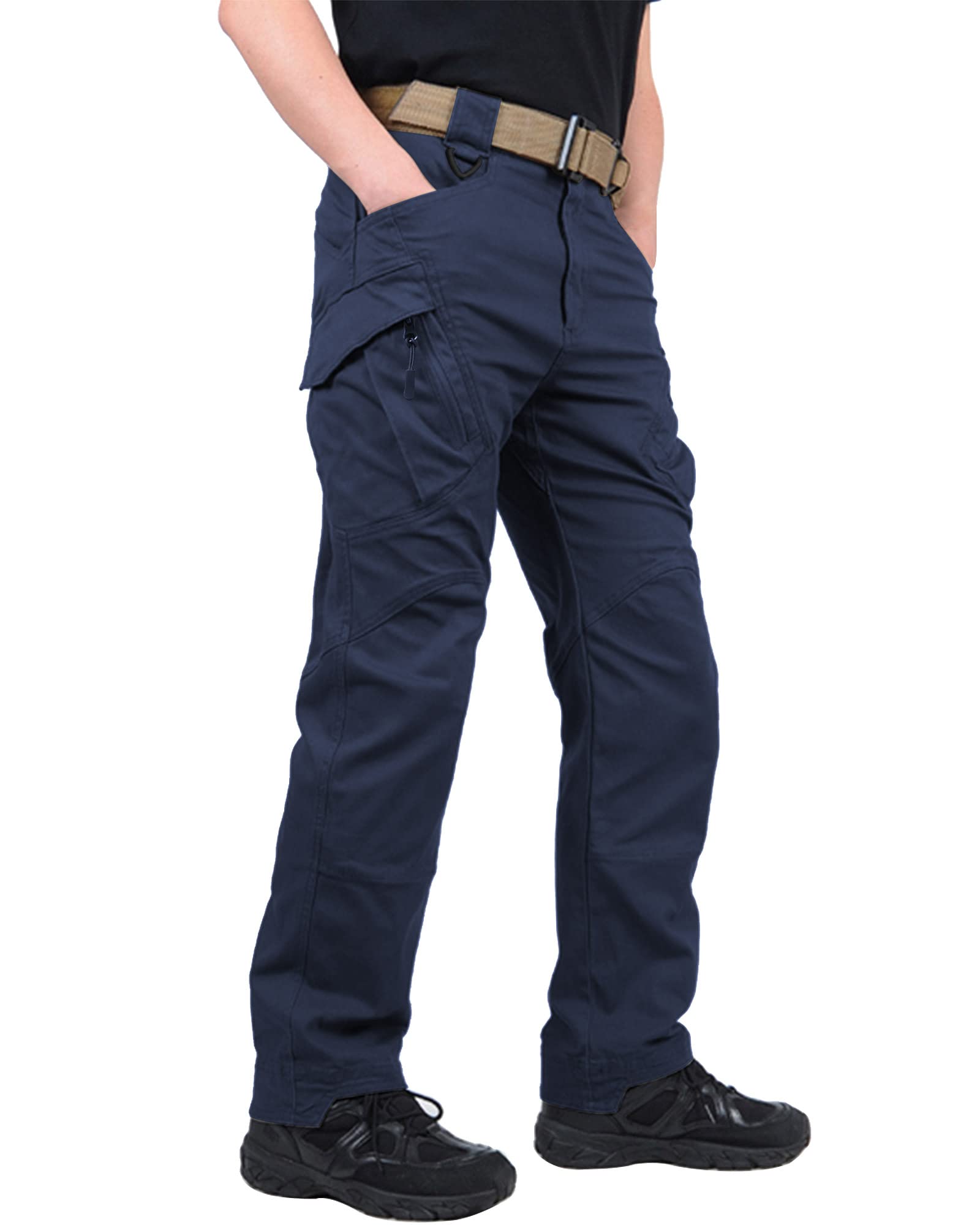 FEDTOSING Men's Tactical Pants - 9-Pocket Cotton Cargo Work Pants with Stretch for Military, Hiking & Outdoor Activities | Durable Rip-Stop Combat Trousers for Workwear, Camping & Adventure