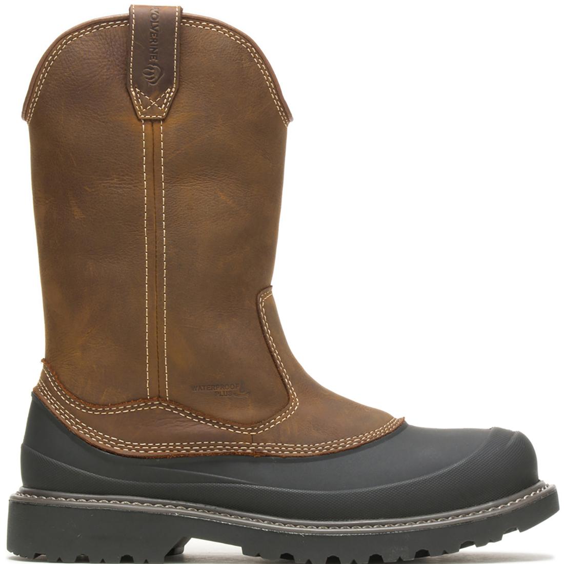 **Waterproof Steel Toe Pull-On Work Boots for Men - Slip-Resistant & Comfortable for Construction, Oilfield & Outdoor Work**
