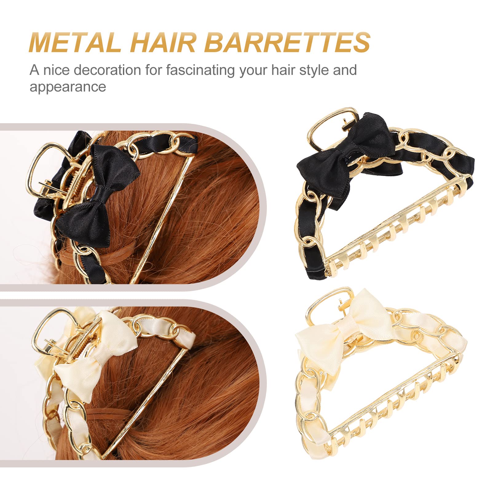Lurrose Metal Hair Claw Clips - Non-Slip Bowknot Jaw Clips for Women & Girls | Retro Silk Hair Barrettes & Fancy Hair Clamps | Perfect for Updos, Ponytails & Everyday Styling