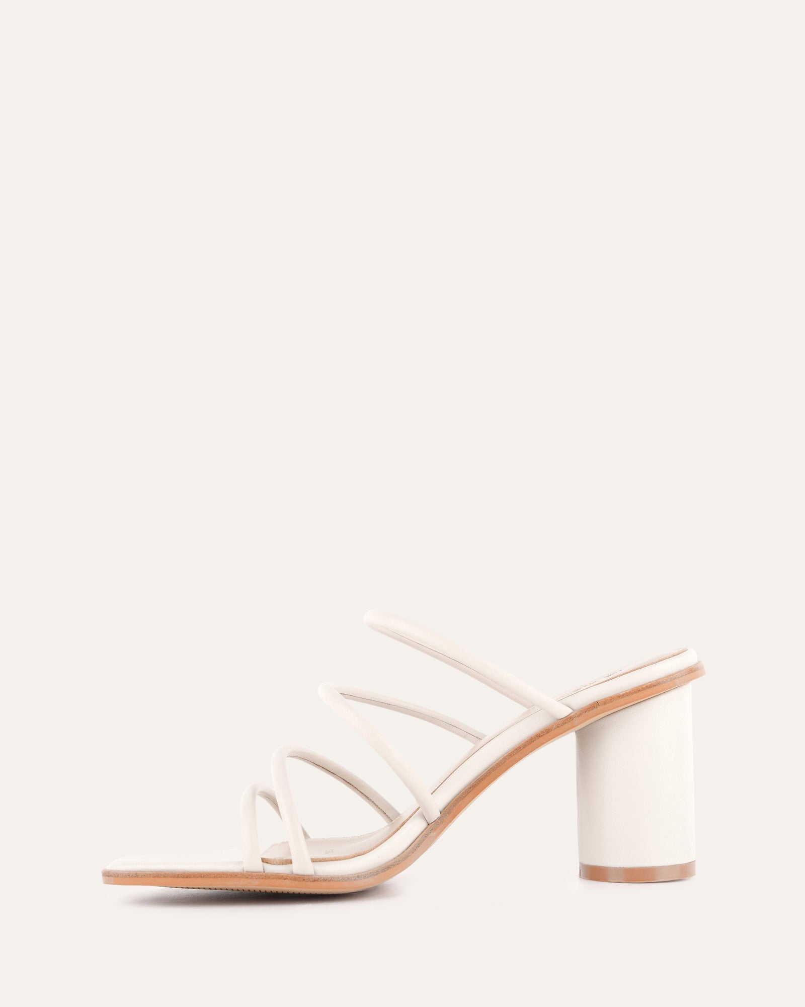 NAOMI Women's Mid Heel Sandals - Off White Leather Comfortable Summer Shoes for Weddings, Parties & Beach Vacations