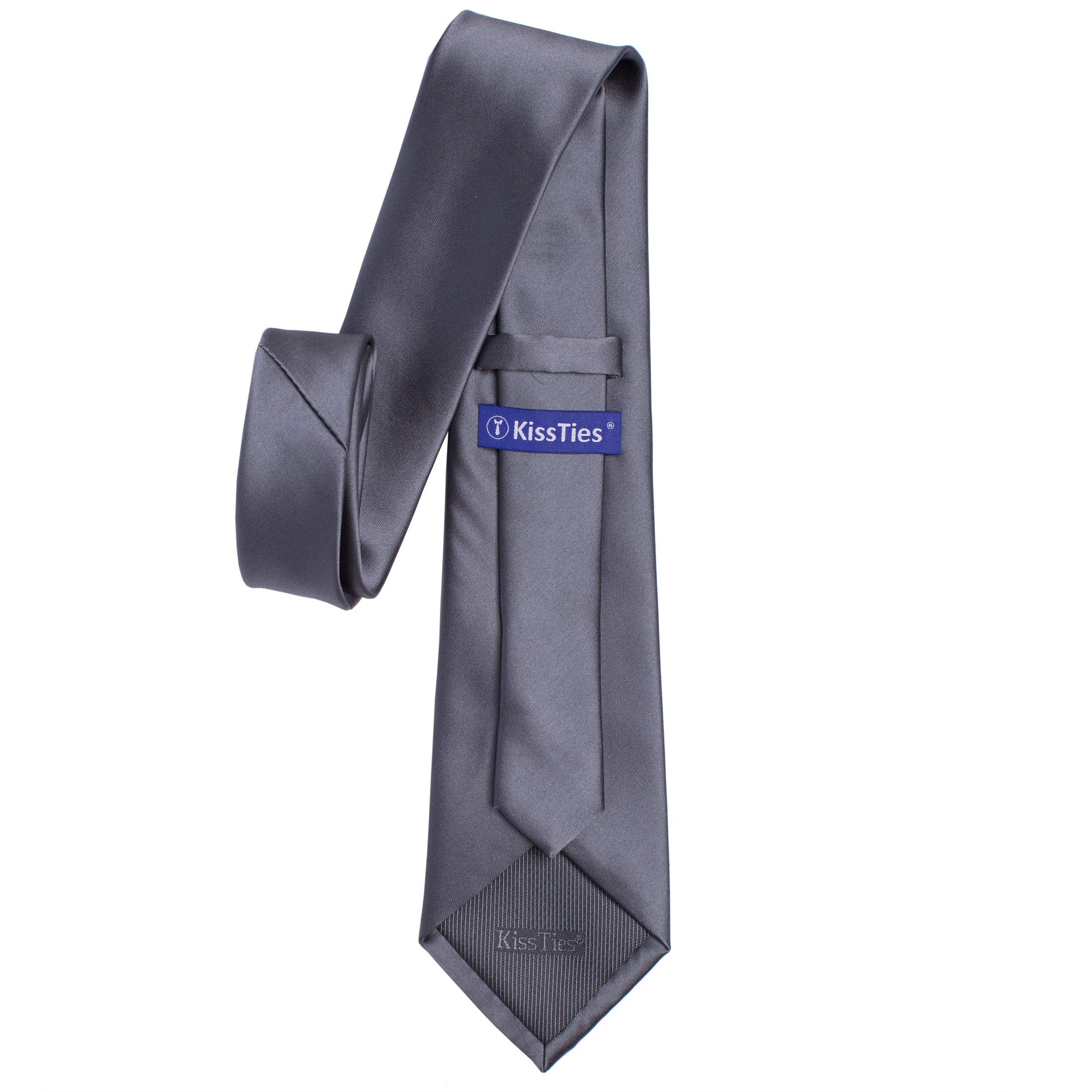 KissTies Boys Satin Necktie for Teens - Formal Neckwear with Gift Box - Perfect for School Dances, Weddings & Special Occasions