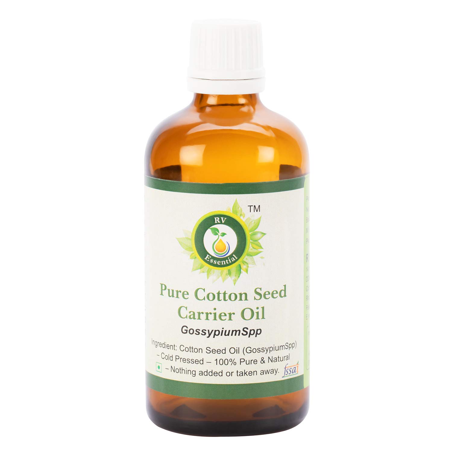 RV Essential Pure Cotton Seed Carrier Oil (100ml x 2 Pack) - 100% Natural Gossypium Spp for Skin & Hair Care - Perfect for Massage, Aromatherapy & DIY Beauty Products