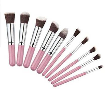Professional Pink Makeup Brush Set - 10 Piece Face Cosmetics Brush Kit for Foundation, Blending & Contouring | Perfect for Everyday Makeup & Professional Artists