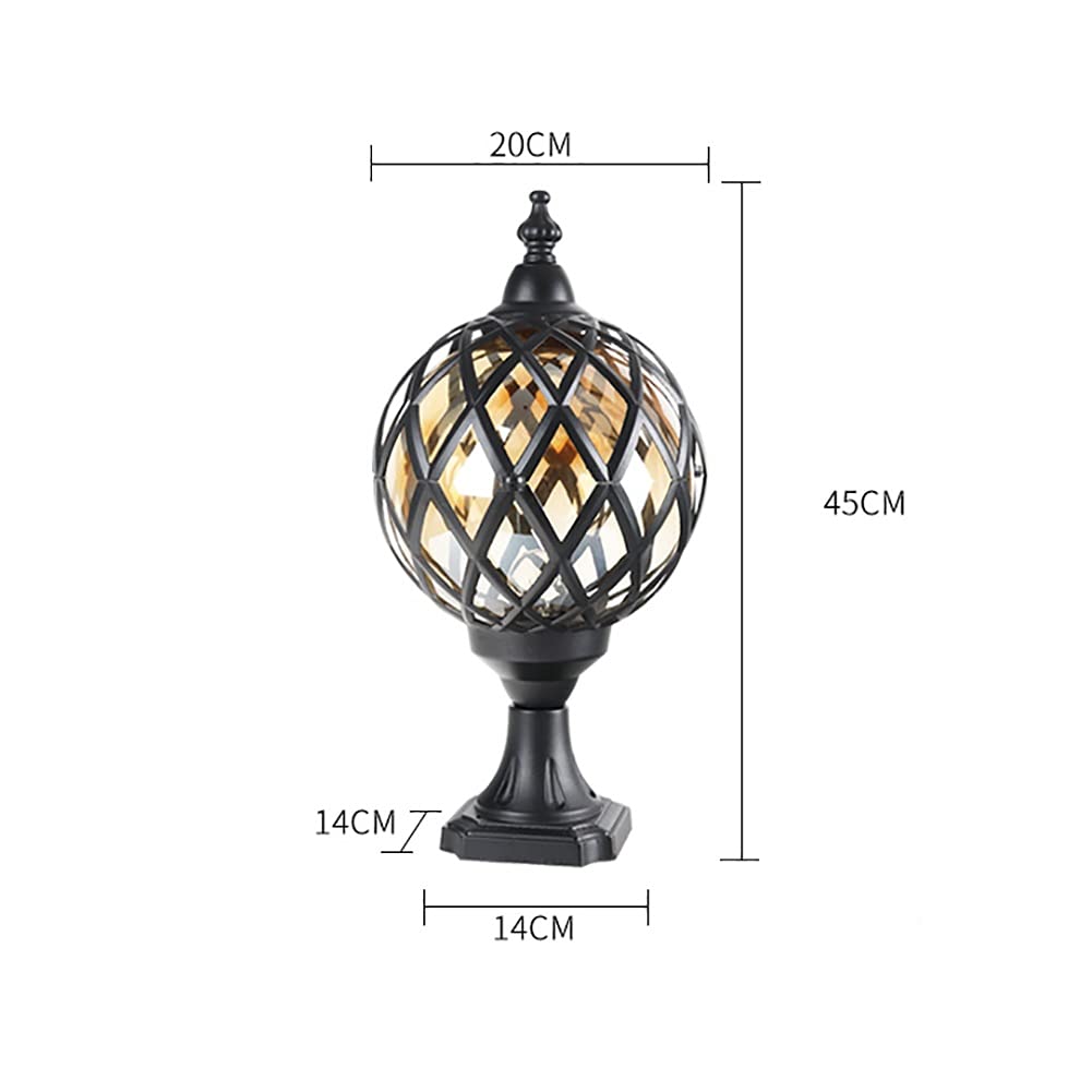 Black LED Waterproof Ball-Shaped Deck Post Lights - Outdoor Garden Pillar Cap Lighting for Pathways, Patio & Landscape (Medium Size) | Durable Weatherproof Design for Driveways, Walkways & Backyard Decoration