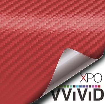 VVIVID® XPO Red Carbon Fiber Vinyl Wrap Roll - 5ft x 25ft with Air Release Technology - Perfect for Car, Motorcycle & Laptop Customization