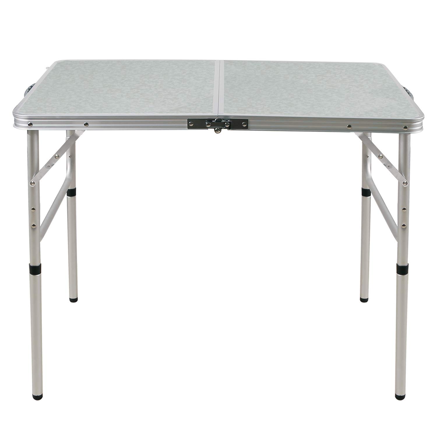 3 FT Lightweight Portable Aluminum Folding Camping Table with Adjustable Legs - Perfect for Outdoor Cooking, Picnics, Camping & Tailgating - Compact & Sturdy White Design