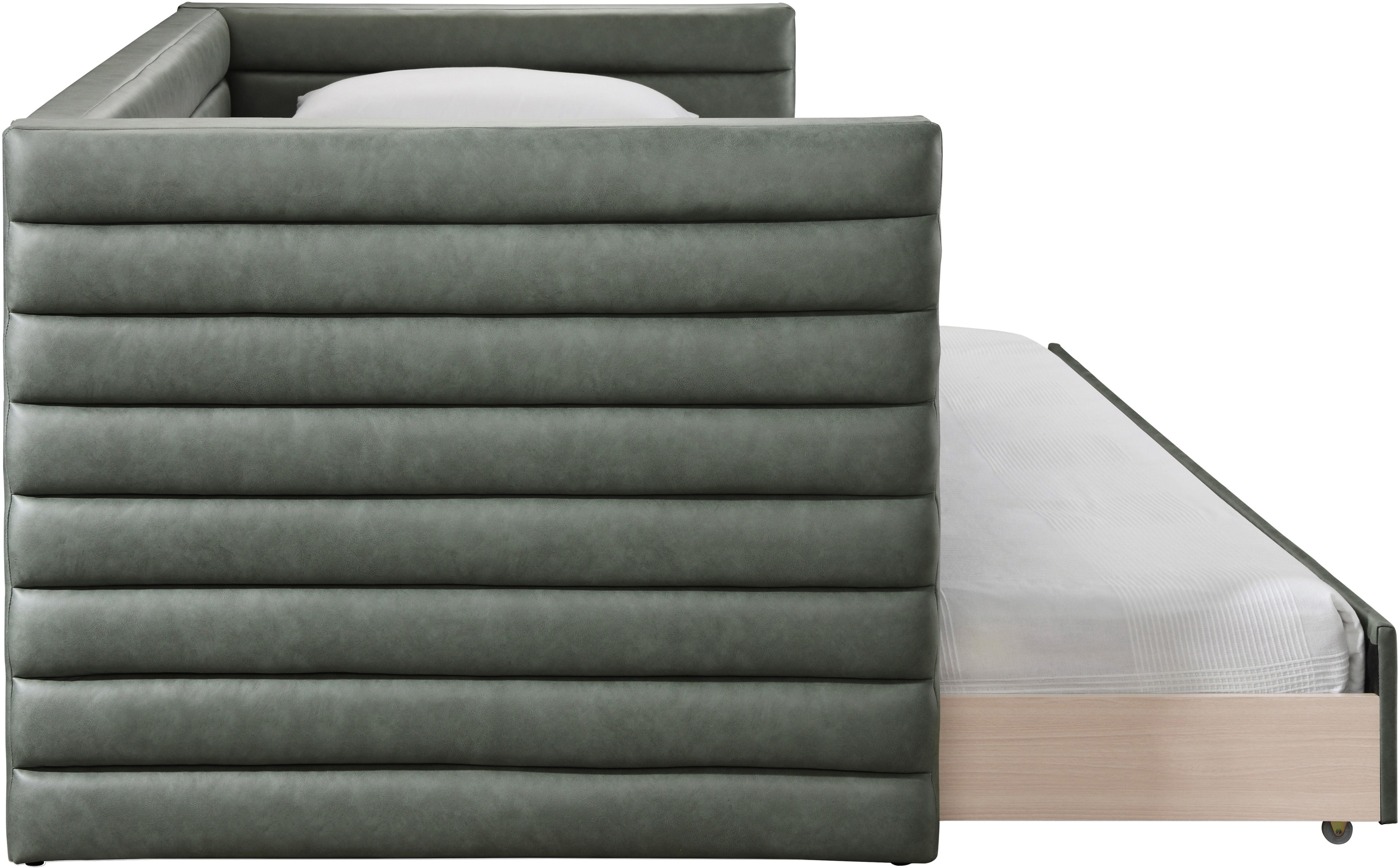 Beverly Vegan Leather Daybed - Modern Faux Leather Sofa Bed for Living Room, Guest Room & Small Spaces | Comfortable Sleeper Couch with Premium PU Leather