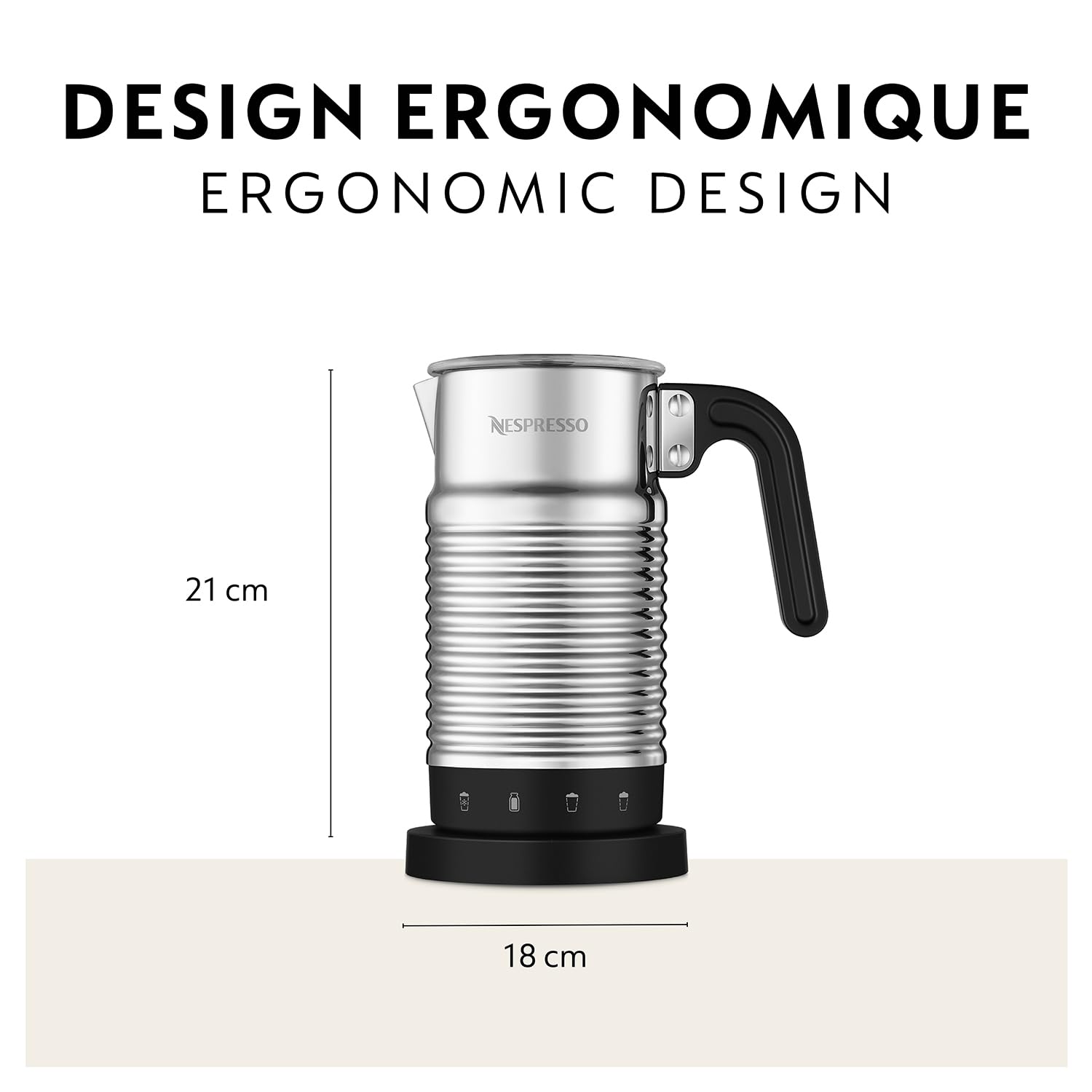 Nespresso Aeroccino 4 Electric Milk Frother - Dishwasher Safe, 4 Preparation Styles, Silver & Black - Perfect for Lattes, Cappuccinos & Hot Chocolate at Home or Office