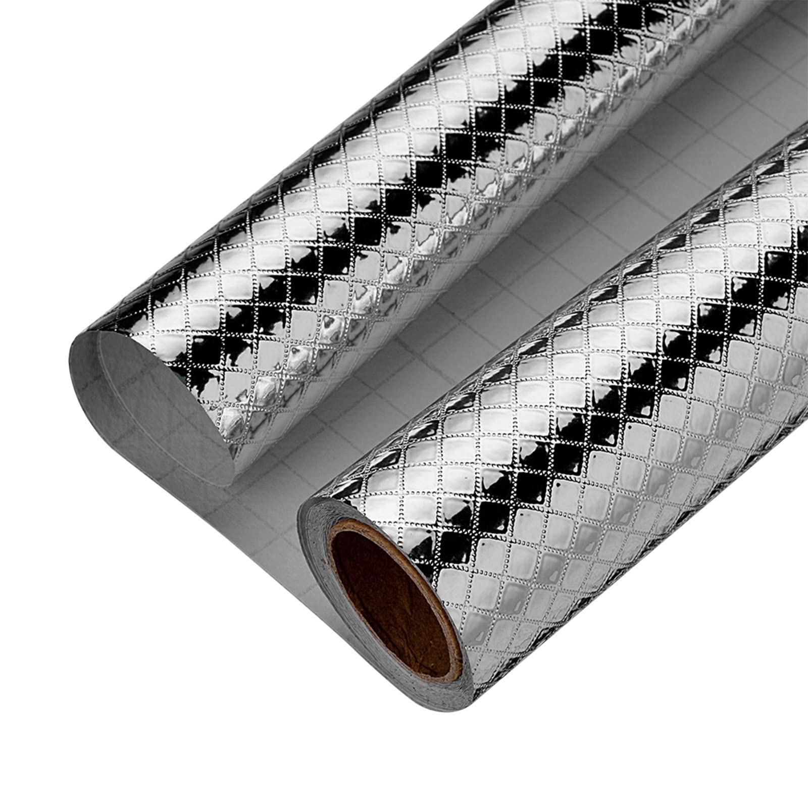 Self-Adhesive Aluminum Foil Kitchen Cabinet Stickers, Peel & Stick Countertop Paper, Stove & Drawer Shelf Liner - Square Grid Design for Modern Kitchen Upgrades