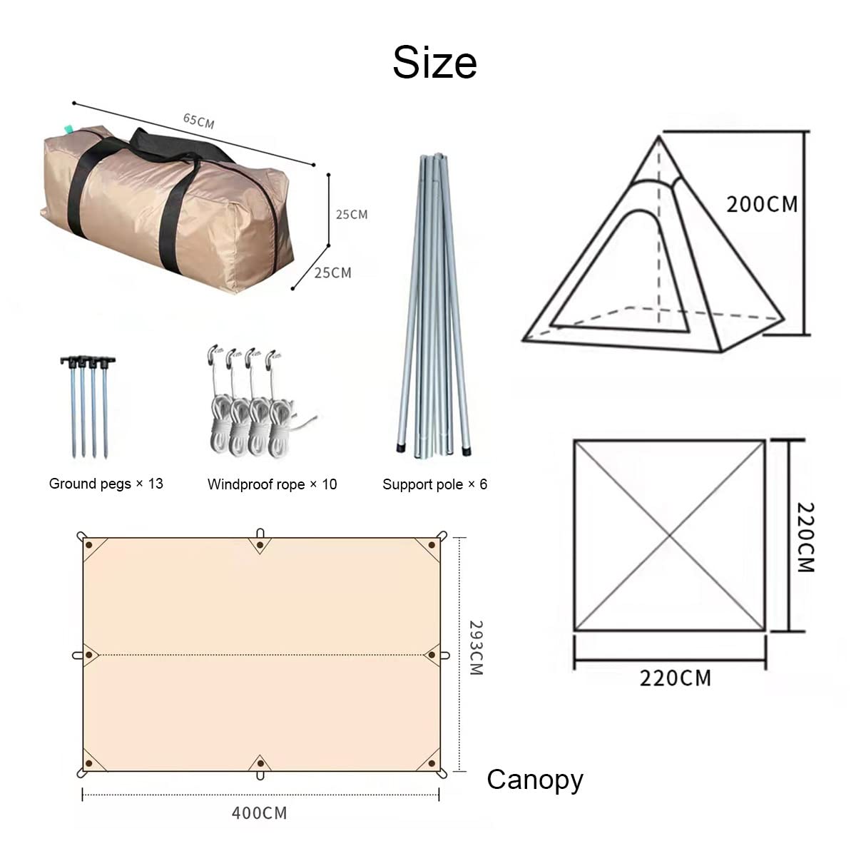 3-Person Pyramid Camping Tent with Double Door Ventilation - Lightweight Tipi Pagoda Tent for Outdoor Picnic, Party & Travel - Perfect for Adults, Hiking & Backpacking Adventures
