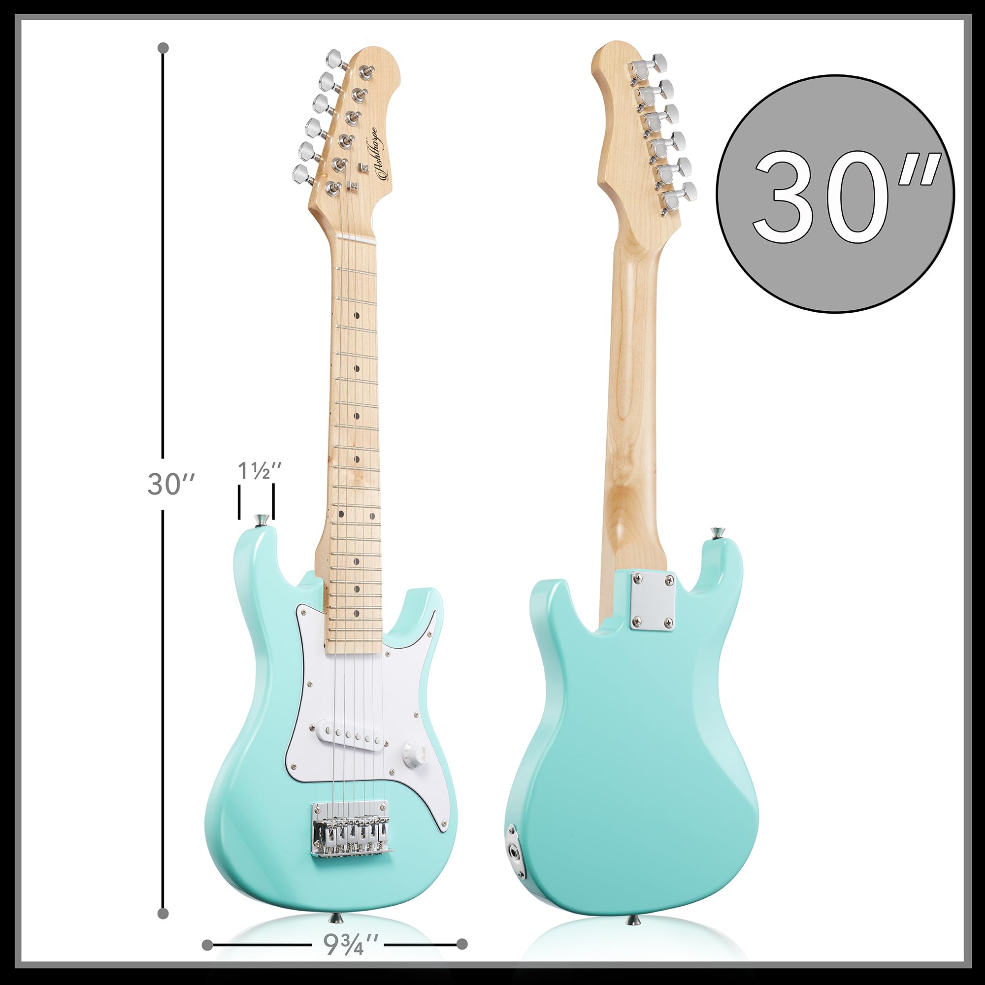 Ashthorpe 30-inch Beginner Electric Guitar Kit with Amplifier (Teal) - Complete Starter Package with Gig Bag, Strings, Strap & Picks - Perfect for Teens, Adults & Music Lessons at Home or School