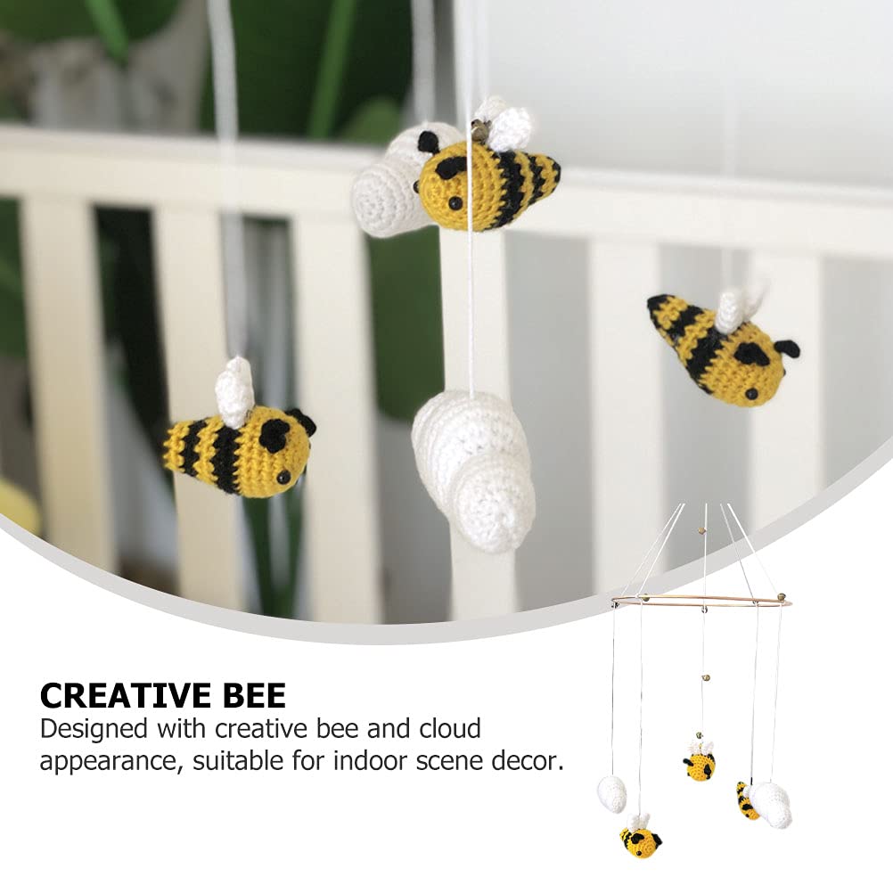 1pc Baby Girl Nursery Mobile Hanging Toy - Handmade Knitted Cloud Crib Decor, Boho Wall Tapestry for Newborn Room, Stroller & Cart Accessory | Perfect for Infant Bedroom, Daycare & Gift Giving