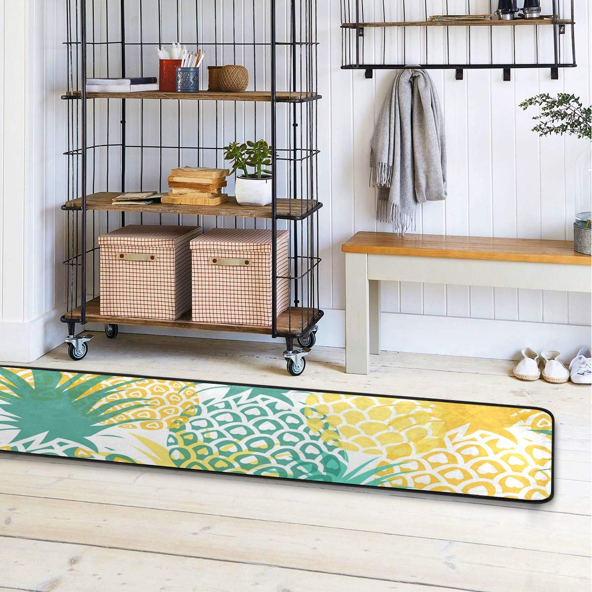 Non-Slip Pineapple Tropical Fruit Kitchen Rugs - Soft Bath Carpet & Floor Runner for Home, Dining, Living Room, Bedroom - 72