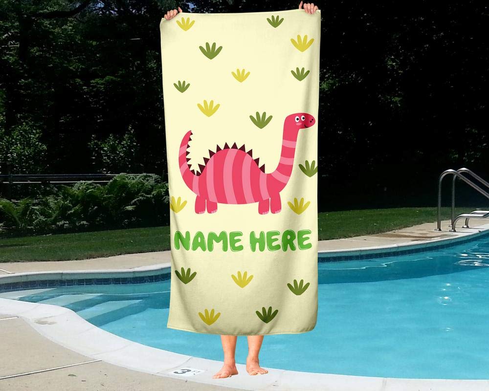 Custom Dinosaur Towels for Kids & Adults - Personalized Beach, Pool, Bath Travel Towels for Toddler, Baby, Boys & Girls - Perfect for Summer, Swimming, and Outdoor Adventures