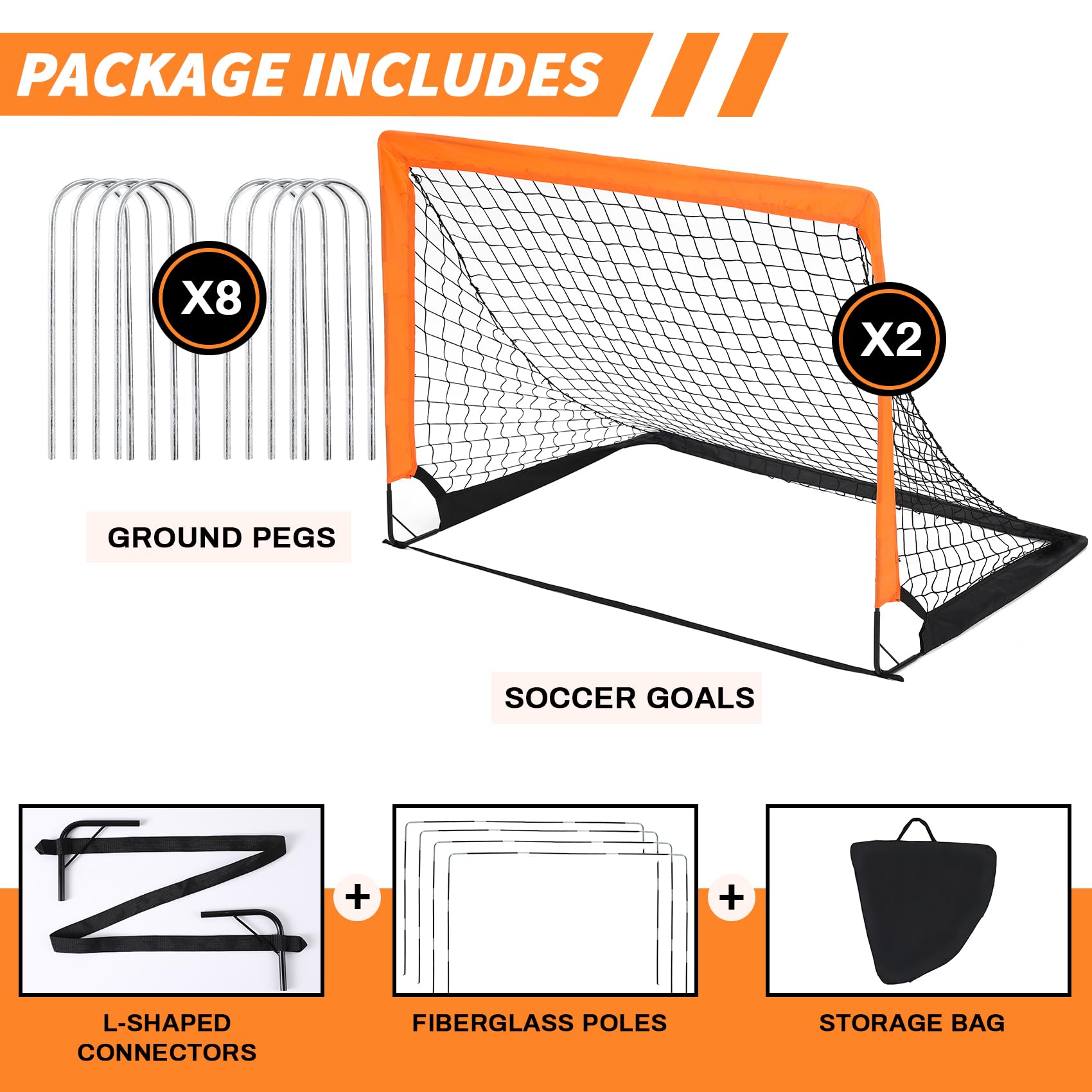 2-Pack Portable Soccer Goals for Backyard - Pop Up Folding Soccer Goal Net for Indoor or Outdoor Use, Practice Mini Soccer Goals for Kids and Youth, 4' x 3' Training Football Net with Carry Bag - Perfect for Backyard Practice, Park Games & Youth Soccer Training