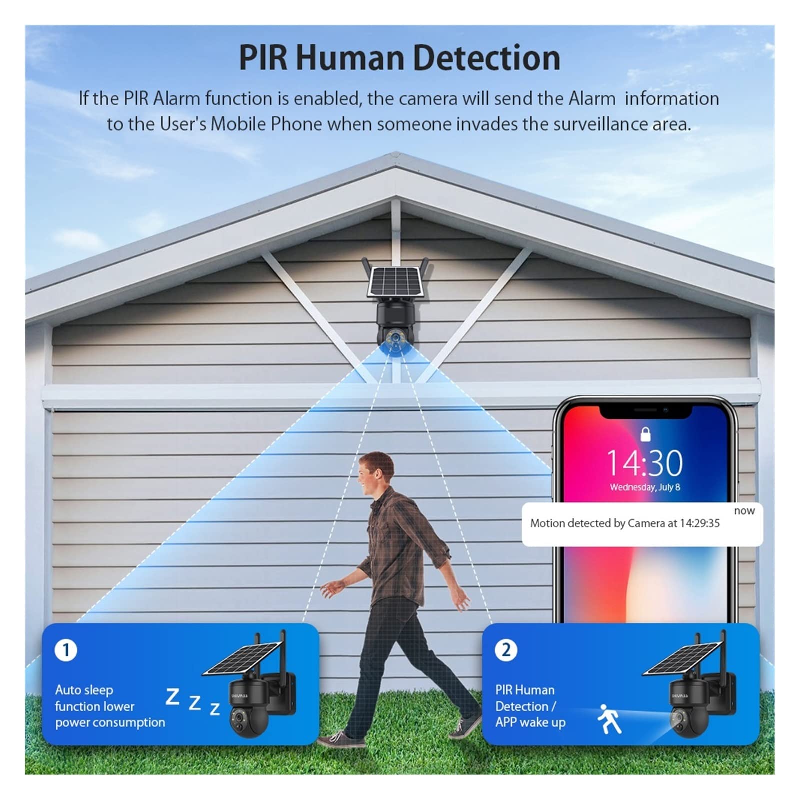 SilteD Solar Security Camera Outdoor - 3MP WIFI Wireless PTZ 4G SIM Camera with Solar Panel, Two-Way Audio & Battery - Ideal for Home, Farm, and Business Surveillance (BW WIFI + 64GB)