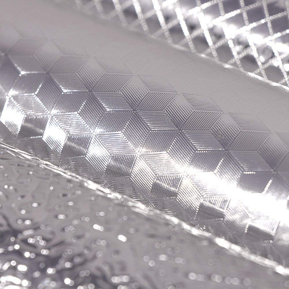 Silver Kitchen Backsplash Sticker - Self-Adhesive Aluminum Foil Peel & Stick Wallpaper - DIY Cabinet, Drawer & Shelf Liner - 15.8 x 100 Inches - Easy to Clean & Waterproof for Countertops, Pantry & Refrigerator Organization