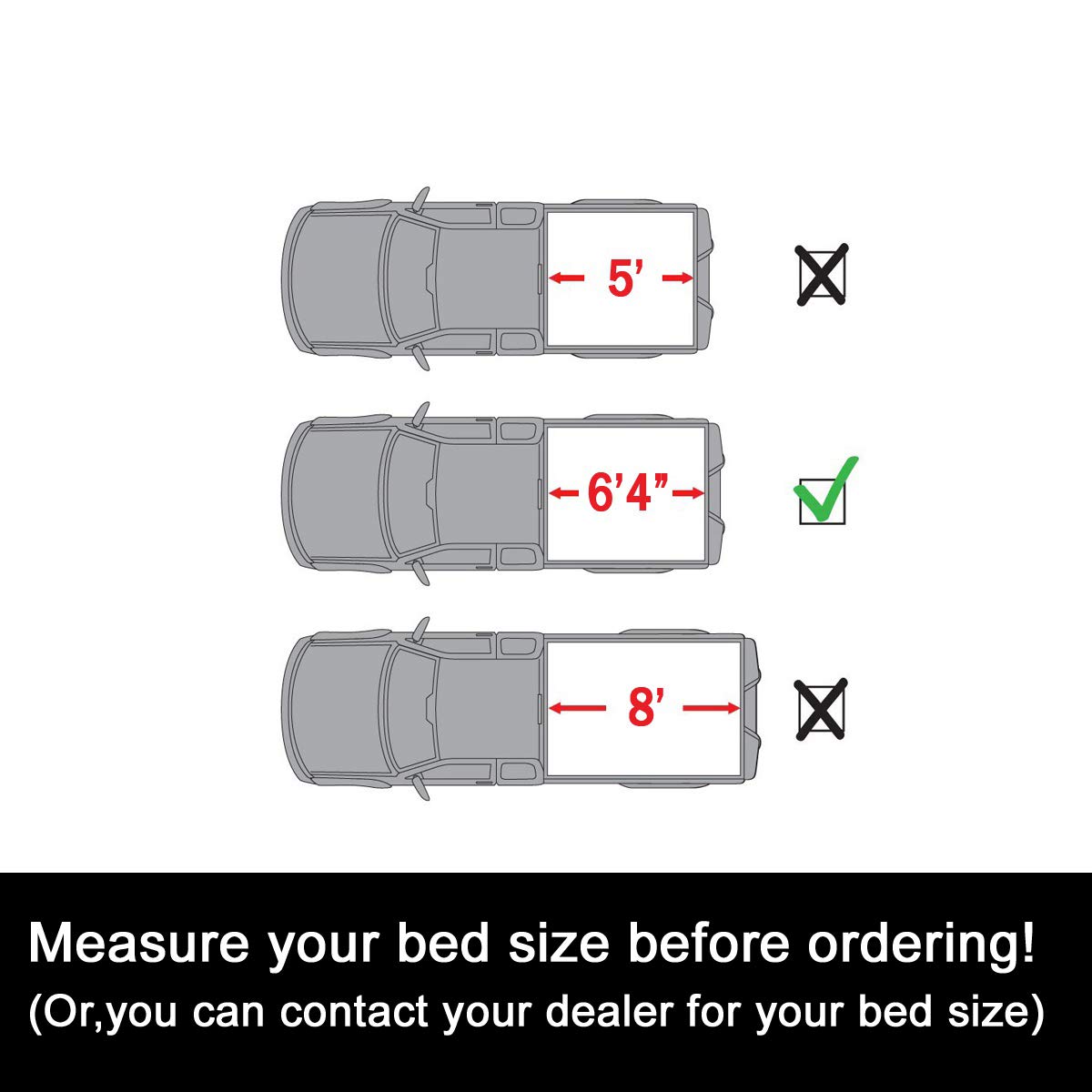 **Waterproof Soft Roll Up Truck Bed Tonneau Cover for 2019-2024 Ram 1500 Standard Bed - 6.4ft (76.3