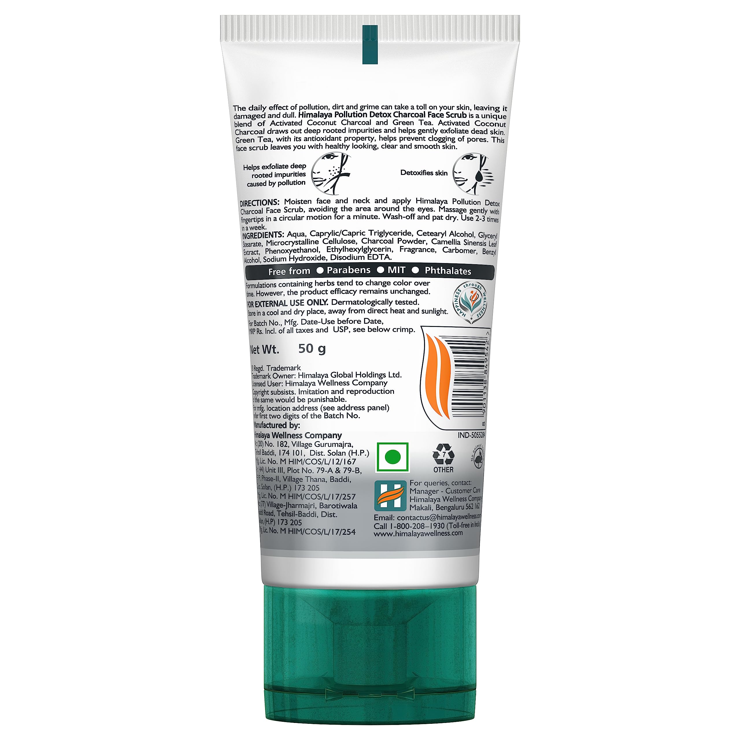 Himalayan Pollution Detox Charcoal Face Scrub 50g - Deep Cleansing & Exfoliating for Acne, Blackheads & Oily Skin | Perfect for Daily Skincare Routine & Travel