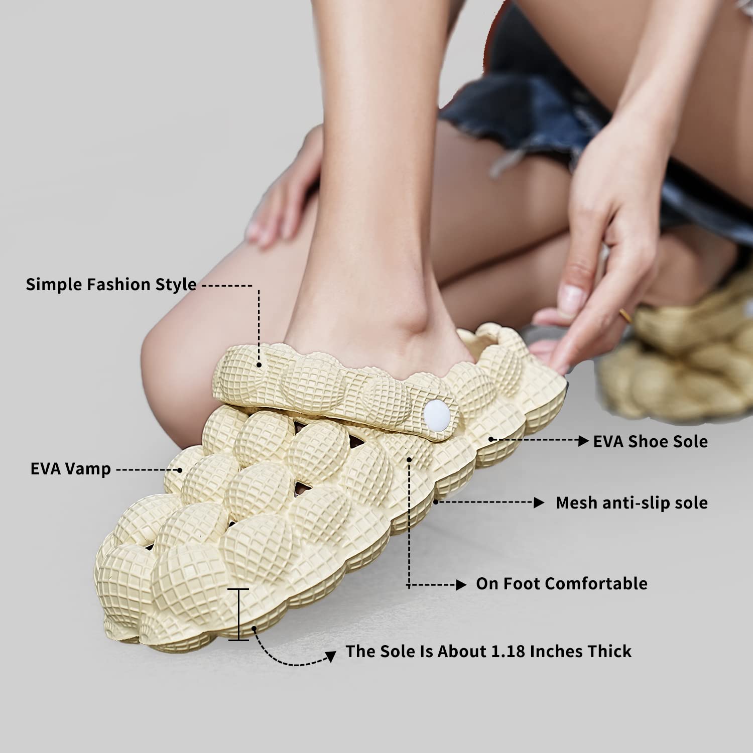 Non-Slip Bubble Slides with Charms for Women & Men - Soft EVA Golf Ball Slippers with Cloud Cushion Thick Sole - Comfortable Spa & Gym Slides for Shower, Bedroom, Home, and Outdoor Wear