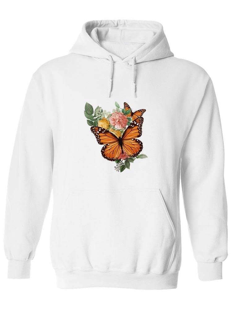Smartprints Butterflies and Flowers Hoodie for Women - Cute Floral Print Pullover Sweatshirt | Perfect for Casual Wear, Outfits with Jeans, and Cozy Loungewear