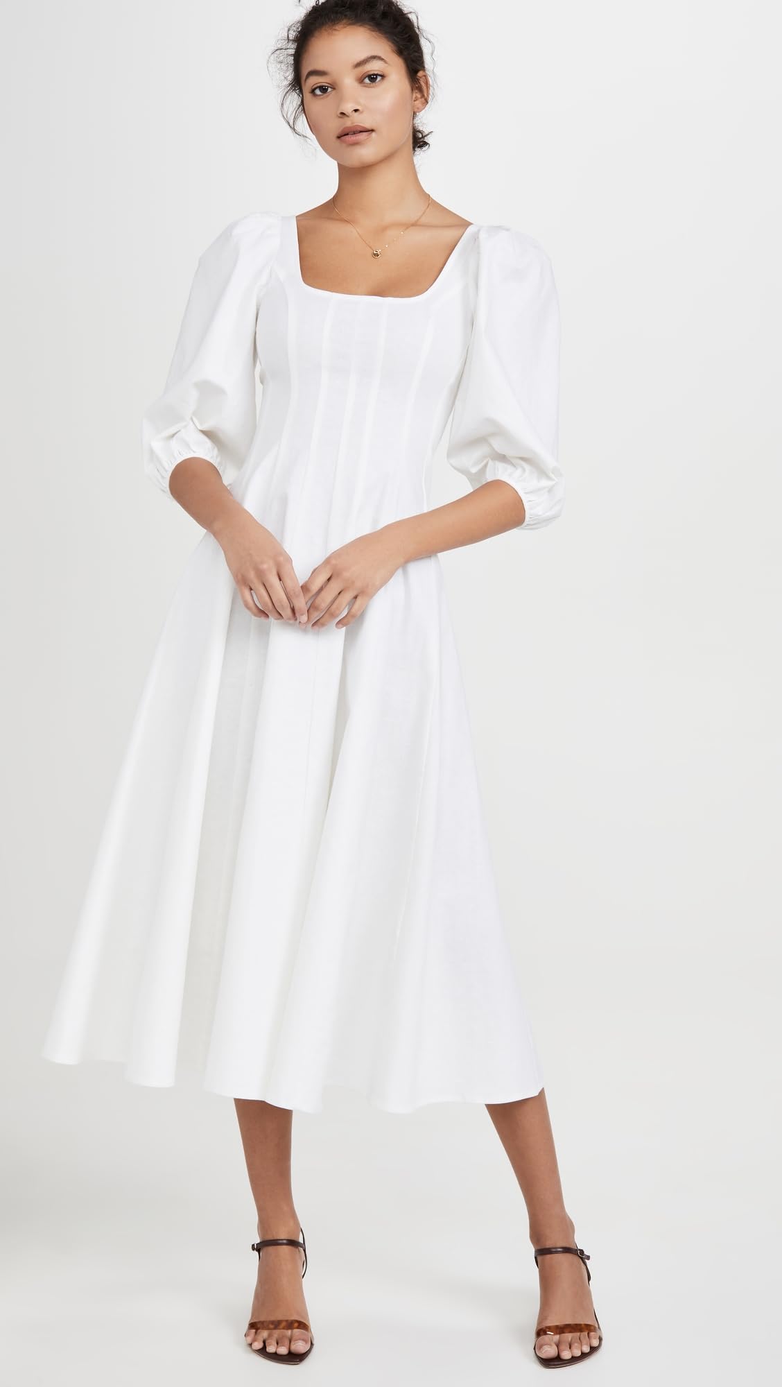 STAUD Women's Swells Dress - Flowy Midi Dress with Ruffles, Summer Beach Dress for Women, Perfect for Vacations, Dates & Outdoor Events
