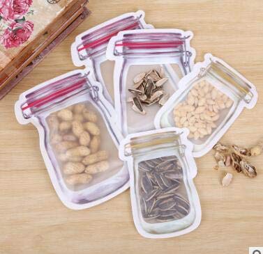 Kids Snack Bags - Reusable Mason Jar Design Food Storage Bags | Fresh Food Saver for School Lunches & Kitchen Organization