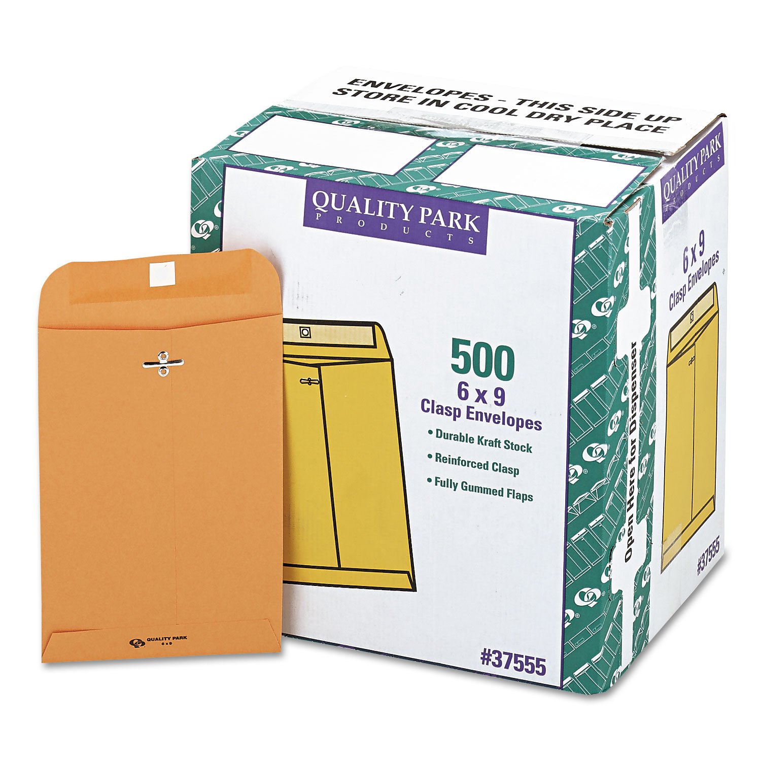 Quality Park 37555 Clasp Envelopes with Dispenser Carton - 6x9 Inches, Kraft Brown, 500 Count - Perfect for Office Mailings, Business Correspondence & Document Storage
