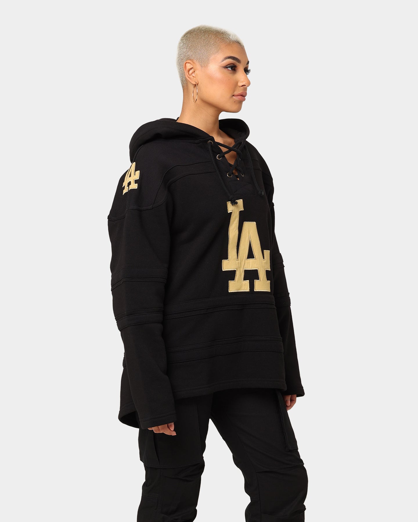 47 Brand Los Angeles Dodgers Superior Lacer Hoodie - Black & Gold Baseball Fan Apparel for Men & Women - Perfect for Game Day, Casual Wear & Sports Events