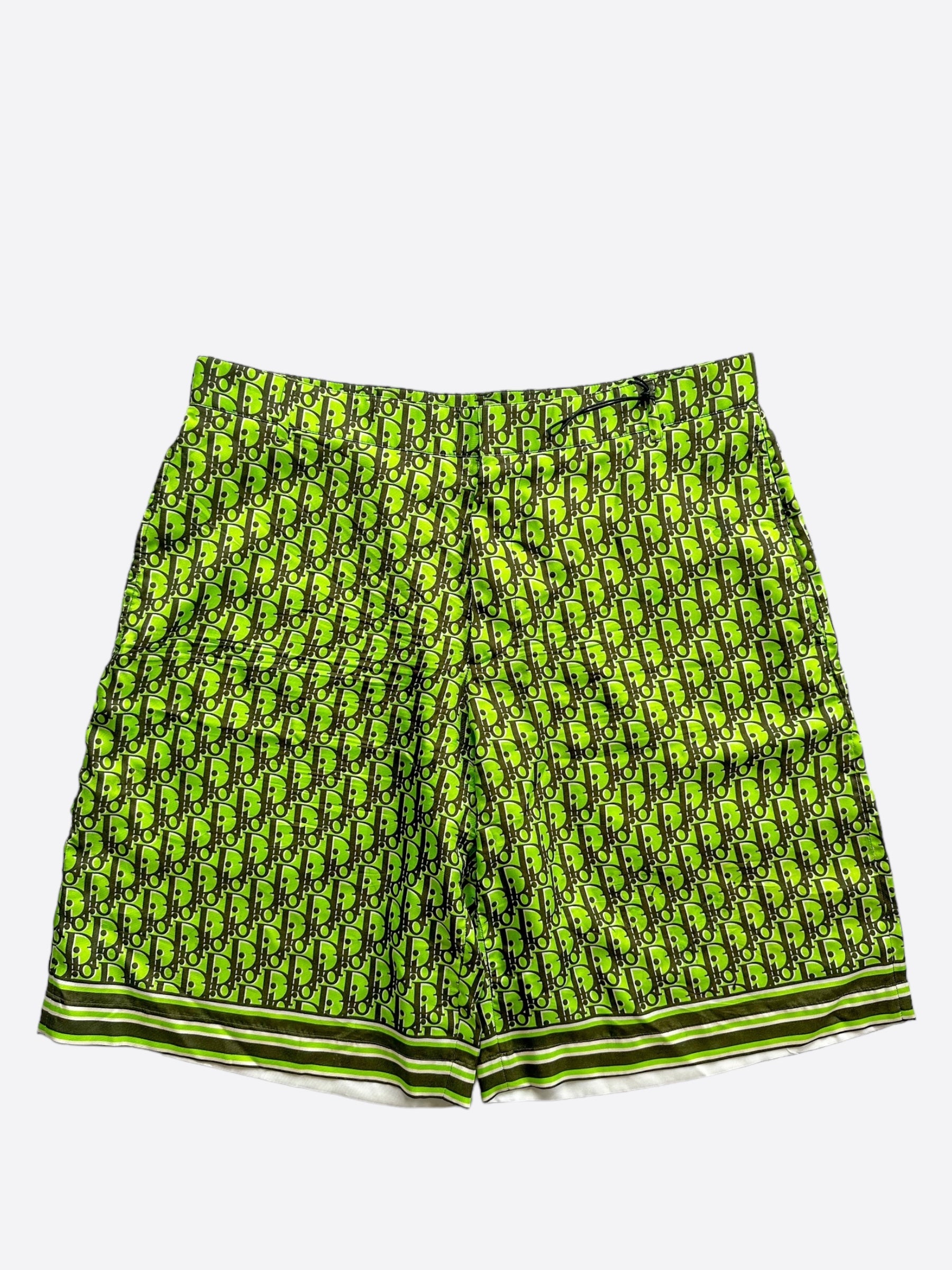 Dior Green & Black Oblique Silk Shorts for Women - Luxury High Waist Summer Fashion Shorts | Perfect for Beach Vacations, Parties & Casual Outings